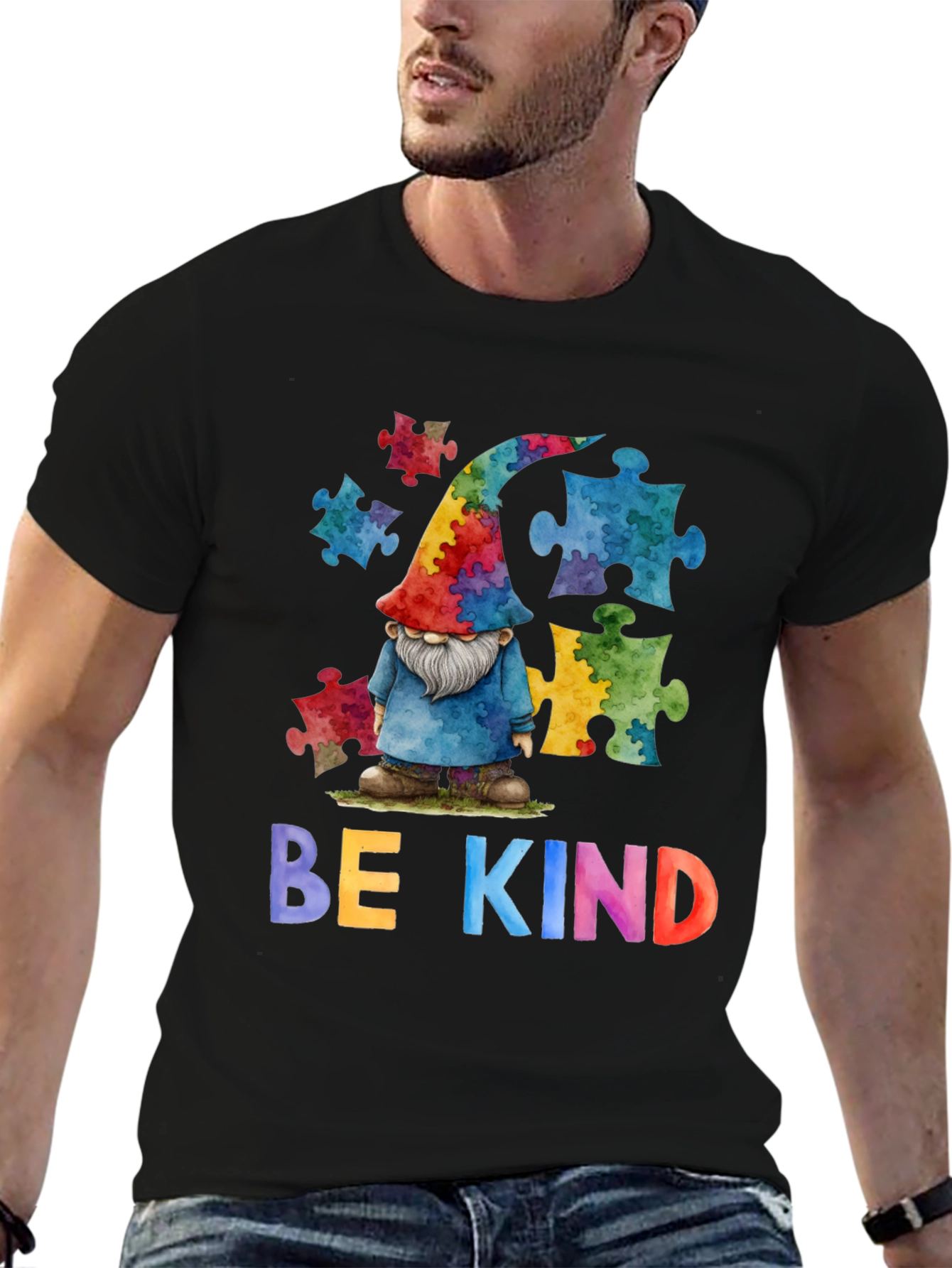 Black Be Kind Autism Awareness T-Shirt view 6