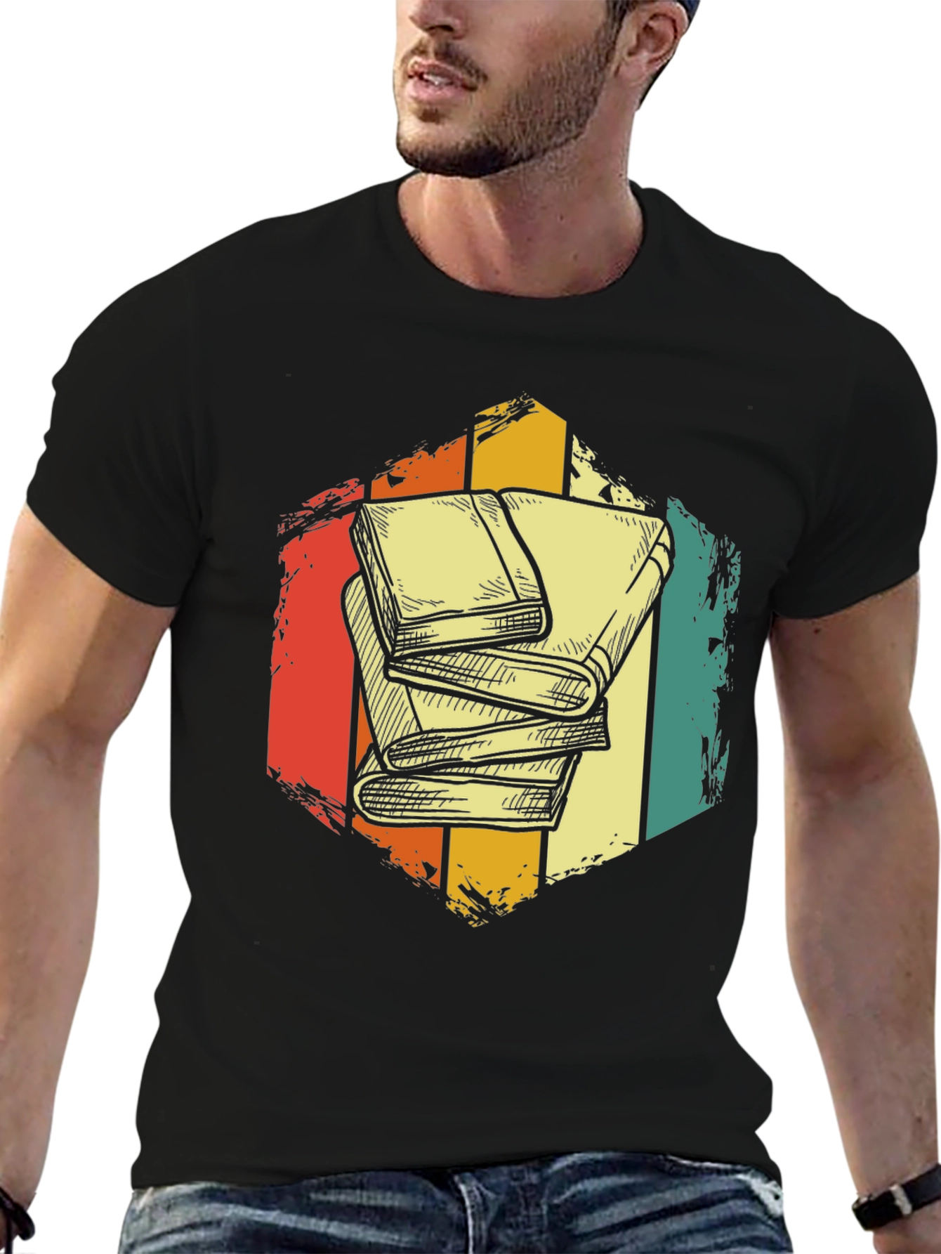 Black Vintage Books T-Shirt - Reader Apparel view 6