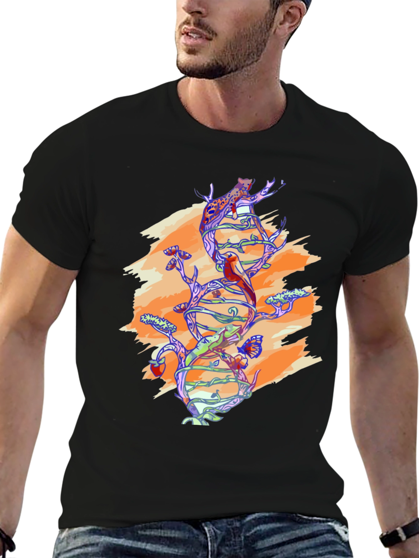 Black Nature DNA Graphic Tee - Black Unisex Shirt view 6