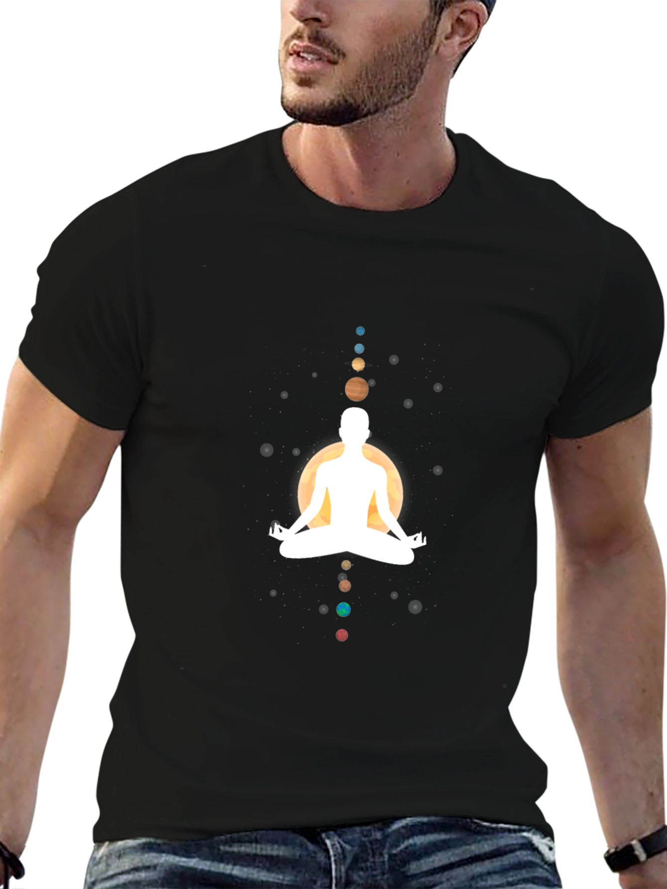Black Zen Planets Black T-Shirt view 6