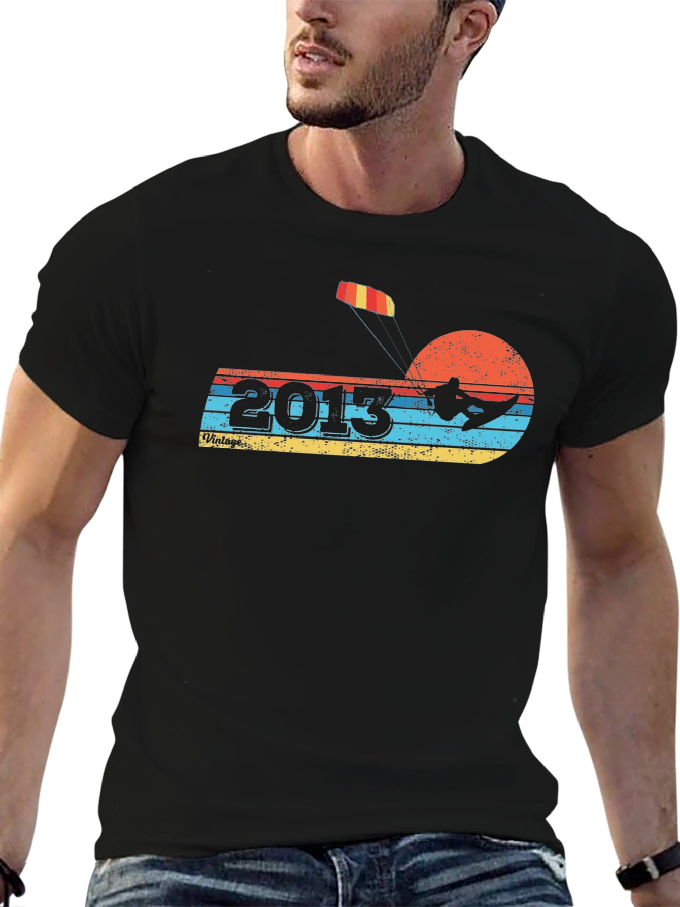 Black Vintage 2013 Kitesurfing T-Shirt view 6
