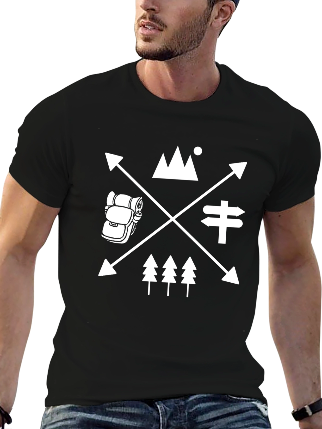 Black Outdoor Adventure Graphic T-Shirt view 6