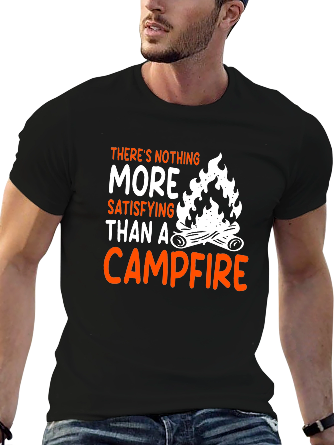 Black Campfire T-Shirt - Satisfying Camping Tee view 6