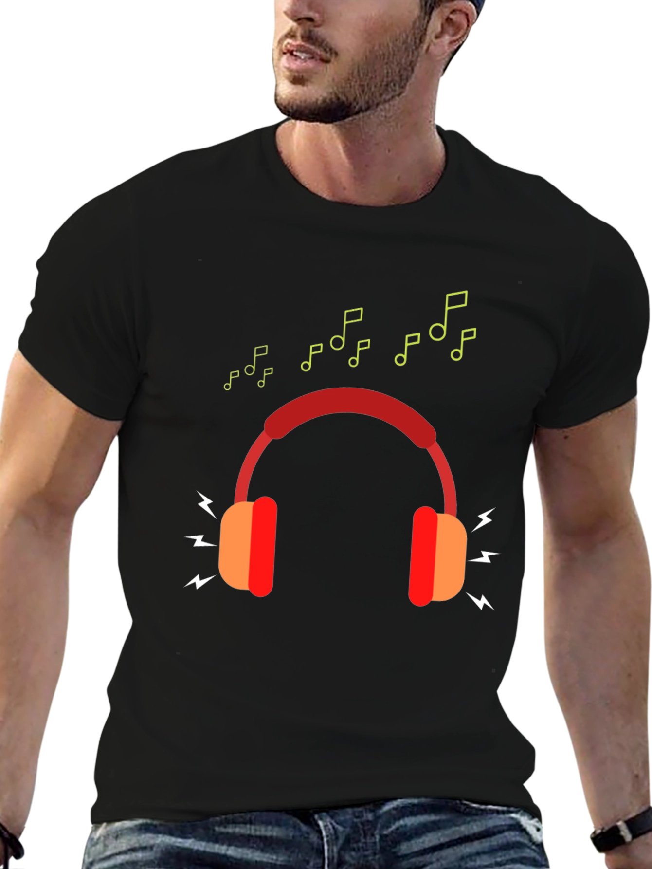 Black Stylish Music Lover's Graphic T-Shirt view 6