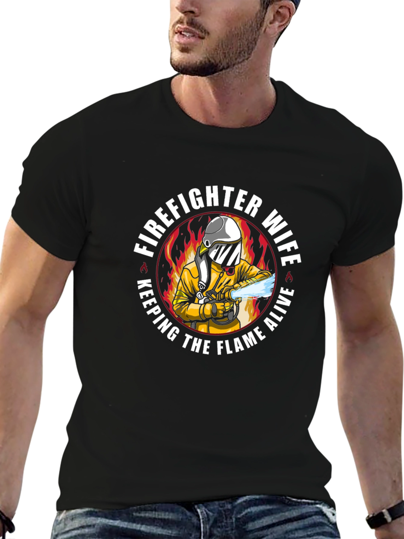 Black Firefighter Wife T-Shirt - Keeping The Flame Alive view 6