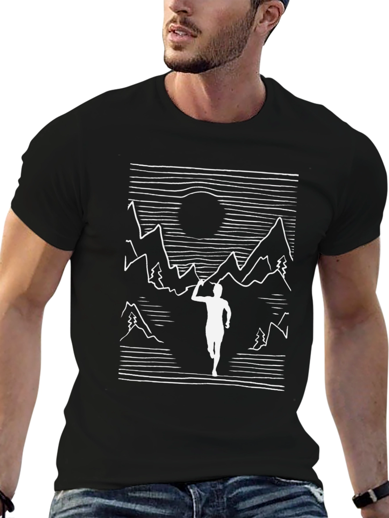 Mountain Runner Graphic Tee - Black Cotton T-Shirt - 6