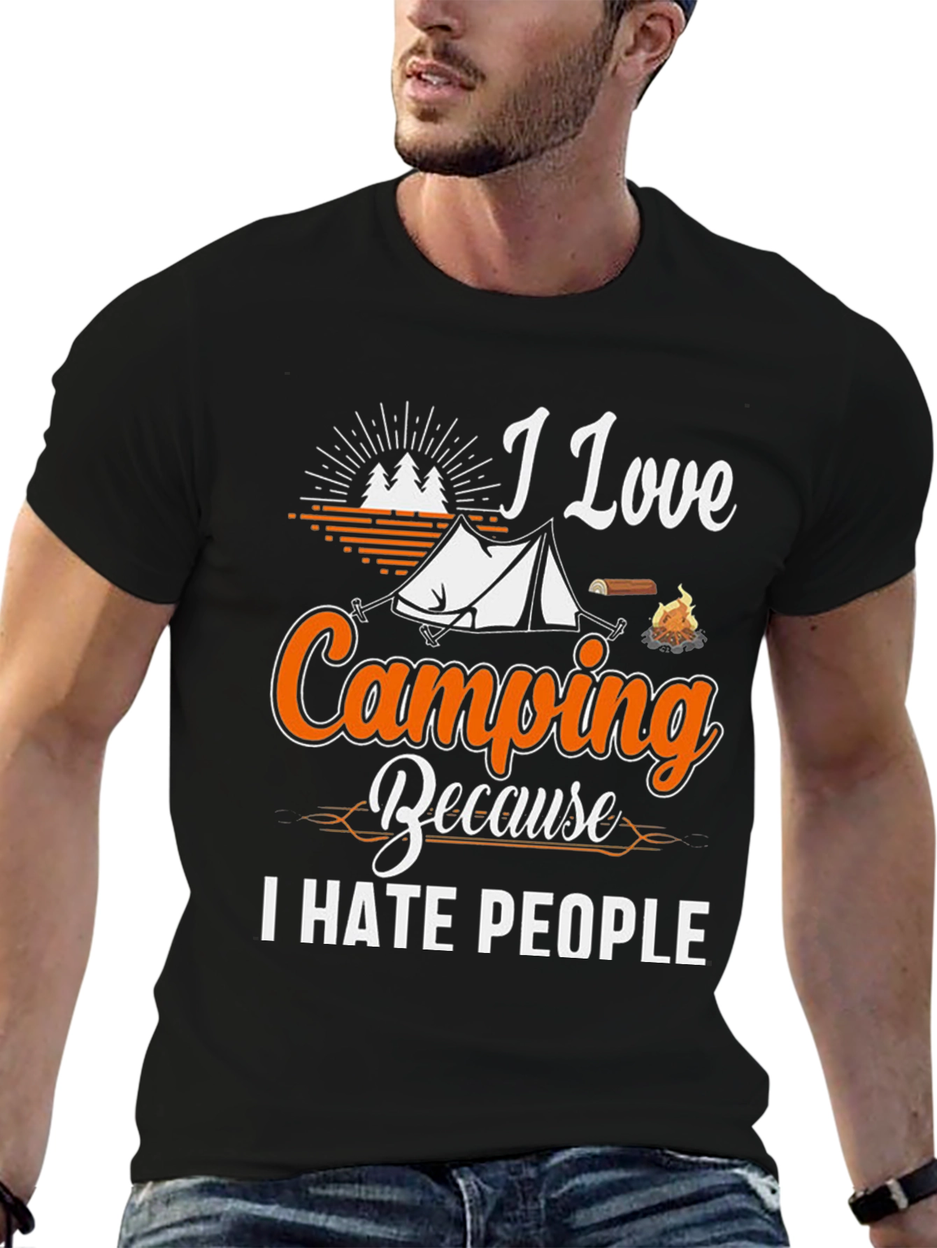 Black I Love Camping T-Shirt - I Hate People Graphic Tee view 6