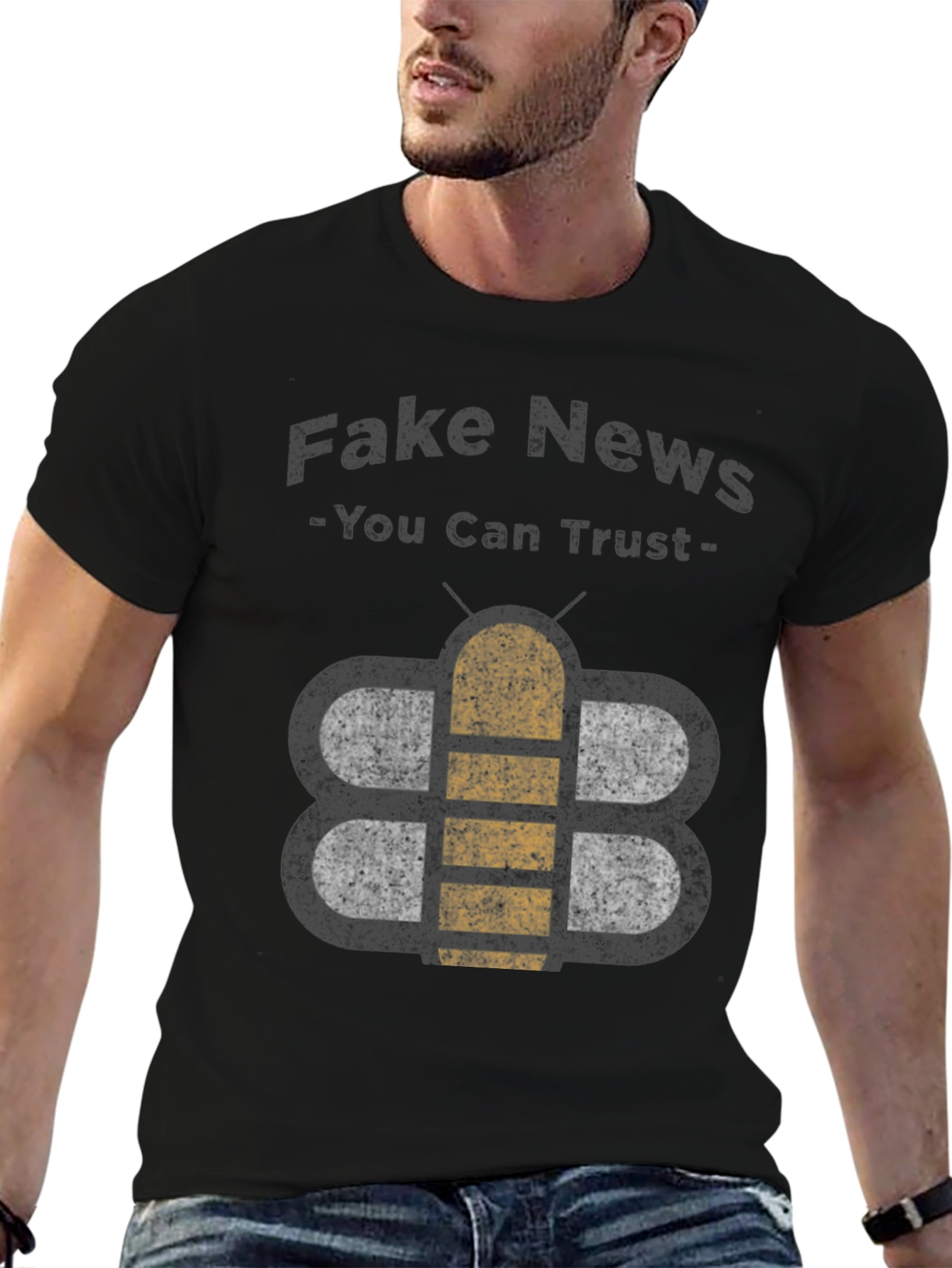 Black Fake News You Can Trust Humor Graphic Tee view 6