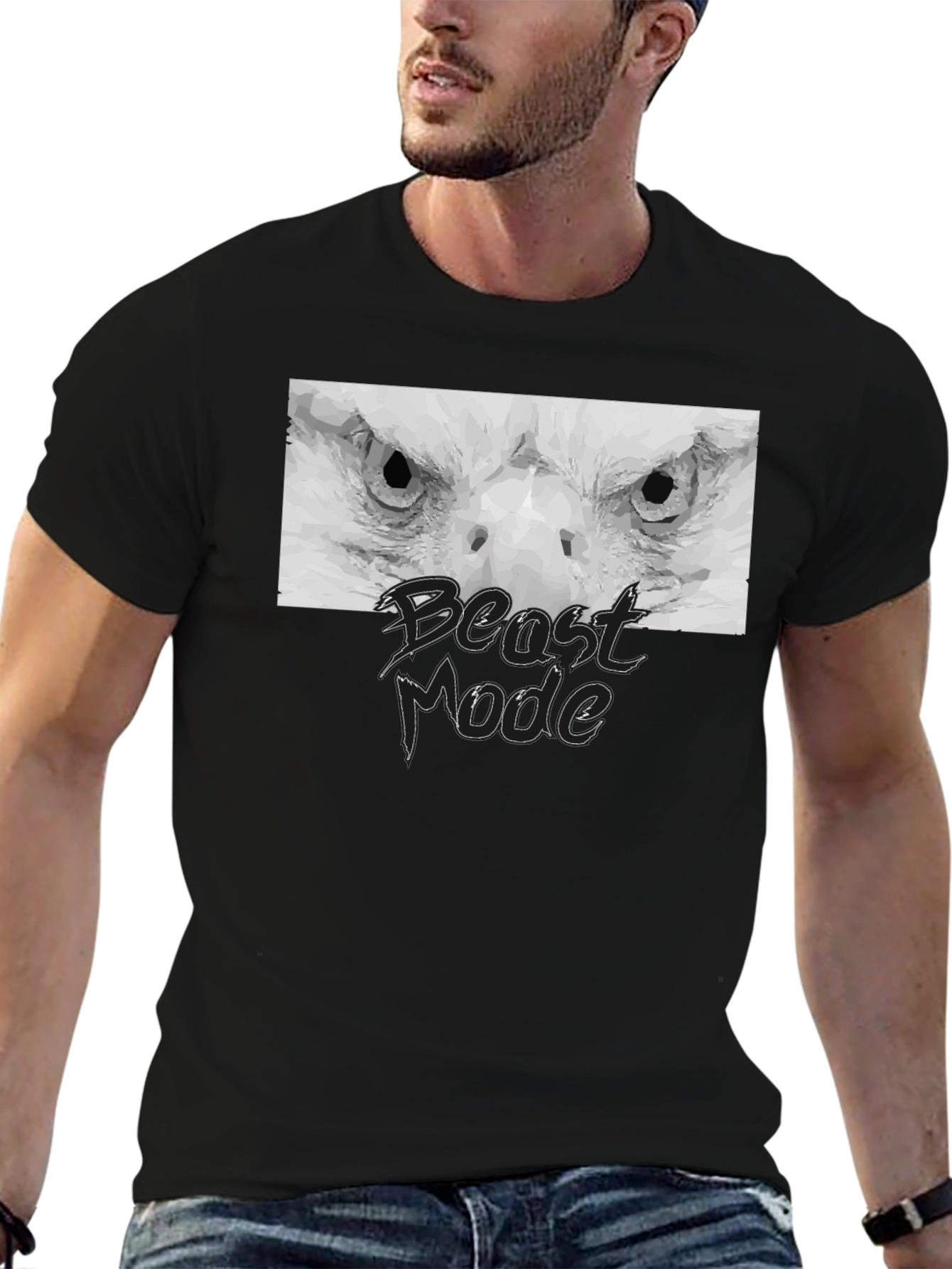 Black Beast Mode Eagle Graphic Black T-Shirt view 6