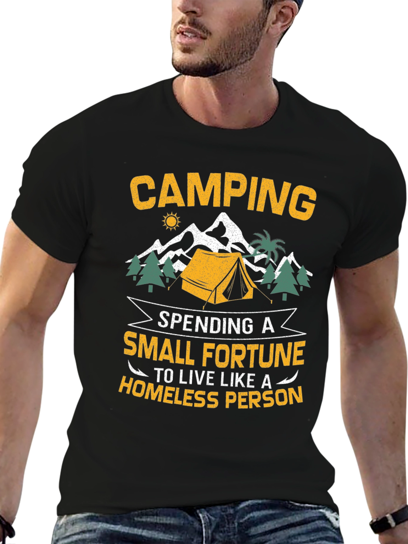 Black Camping Small Fortune Graphic T-Shirt view 6