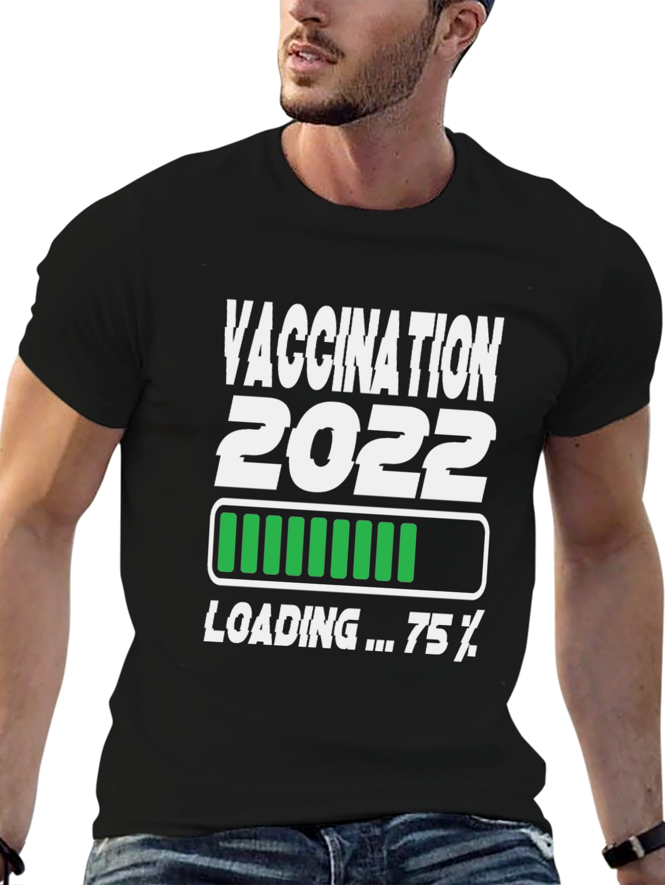 Black Vaccination 2022 Loading Funny T-Shirt view 6