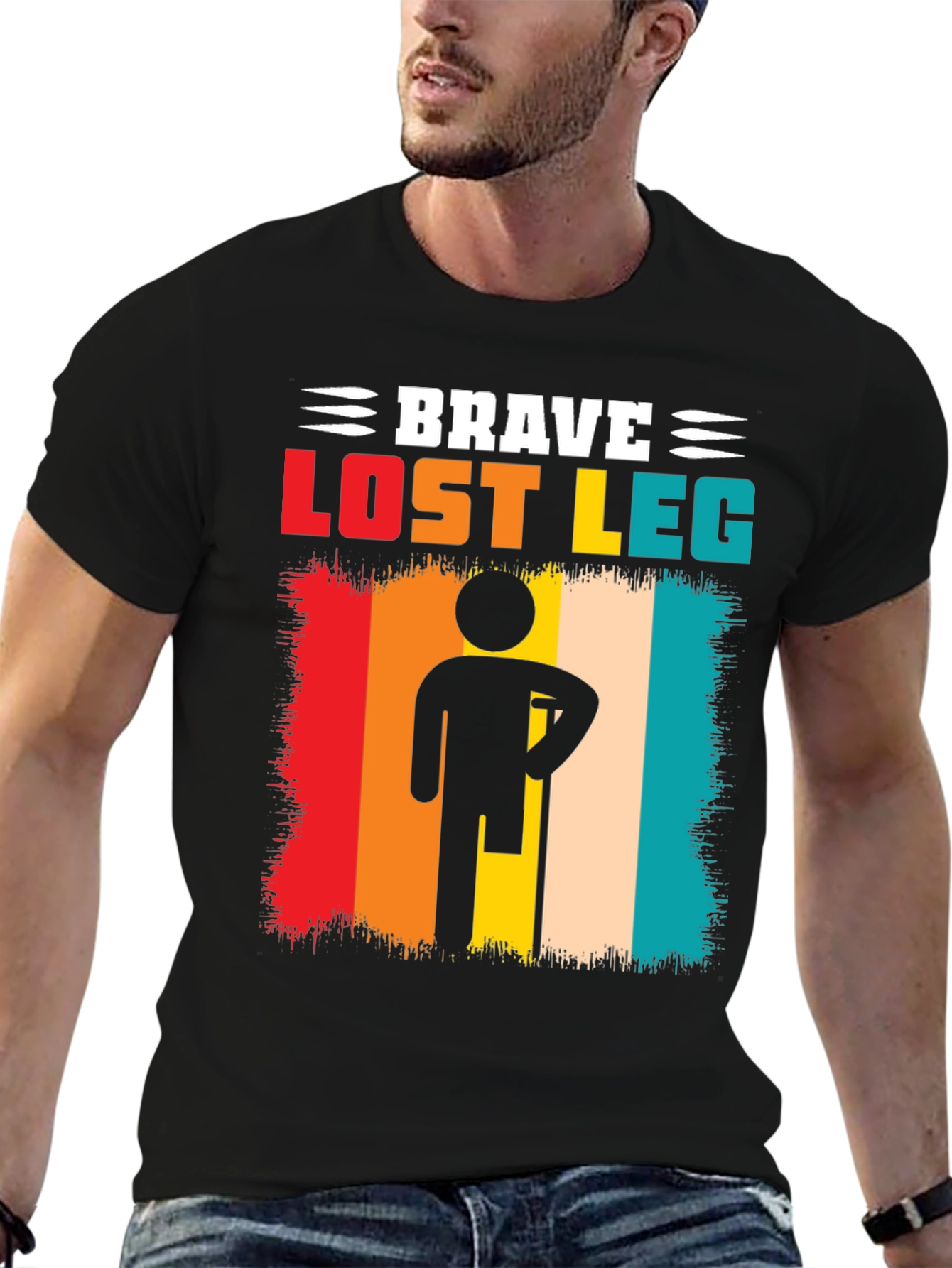 Black Brave Lost Leg T-Shirt - Amputee Pride view 6