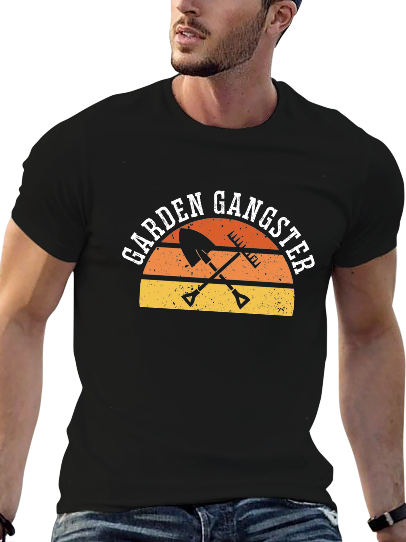 Black Garden Gangster Graphic Tee - Black Cotton T-Shirt view 6