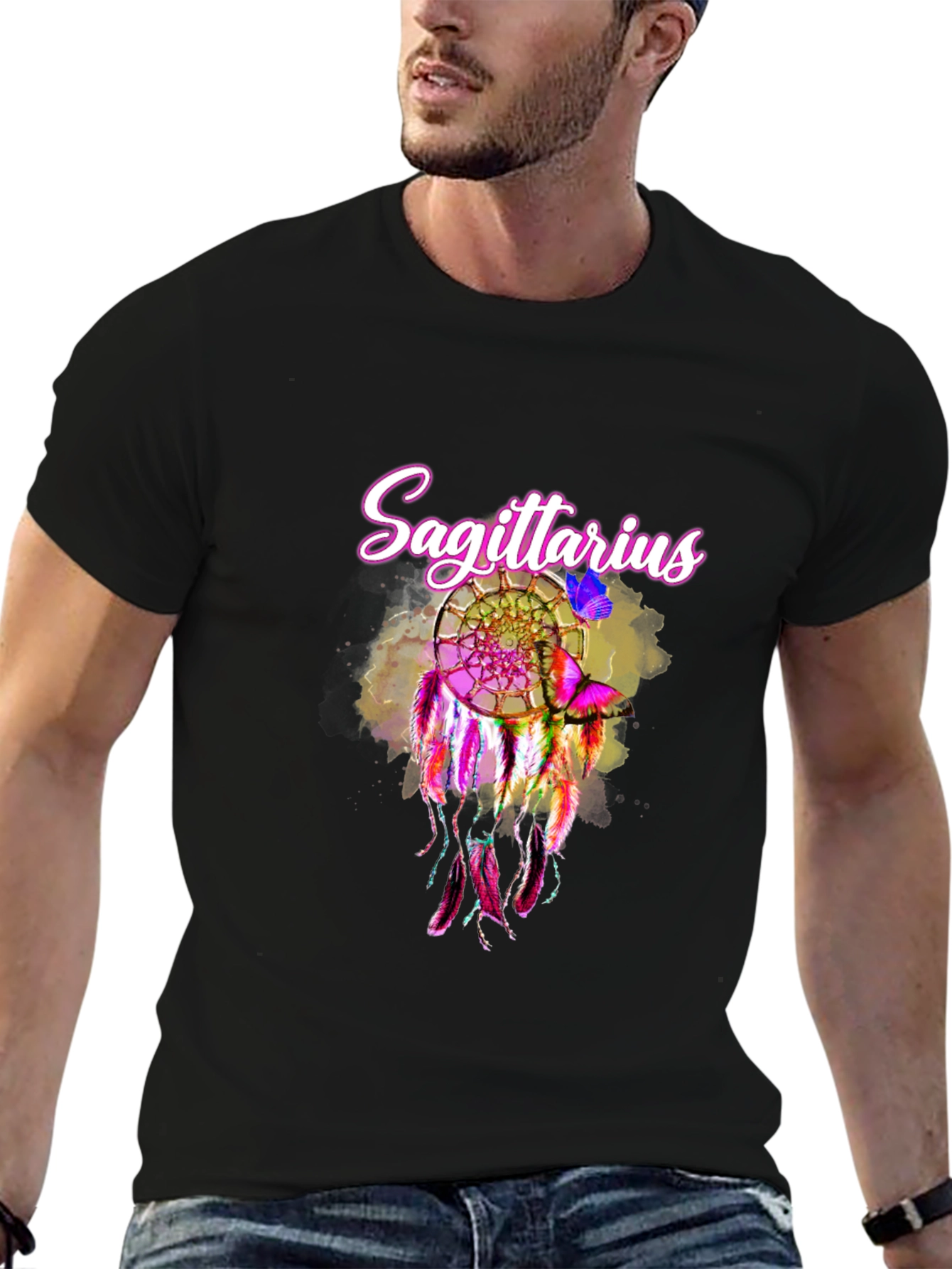 Black Sagittarius Dreamcatcher Graphic Tee view 6