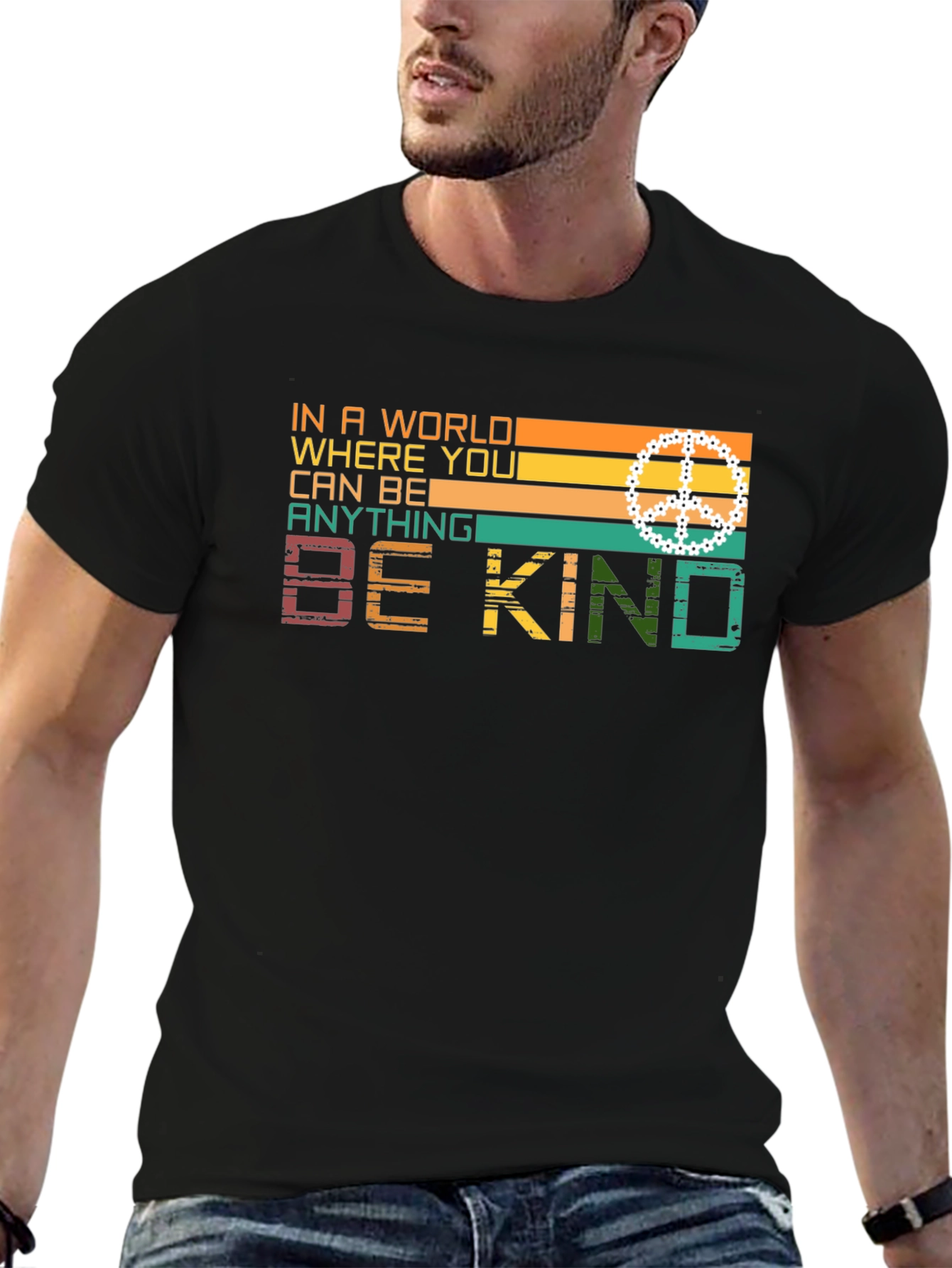 Black Be Kind Retro Style Graphic T-Shirt view 6