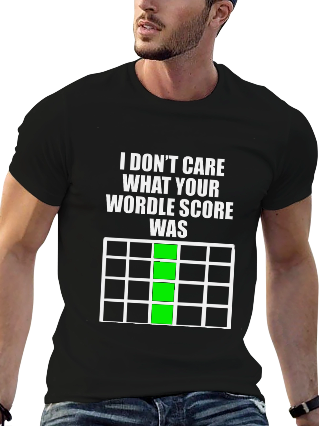 Black Funny Wordle Score Graphic T-Shirt view 6