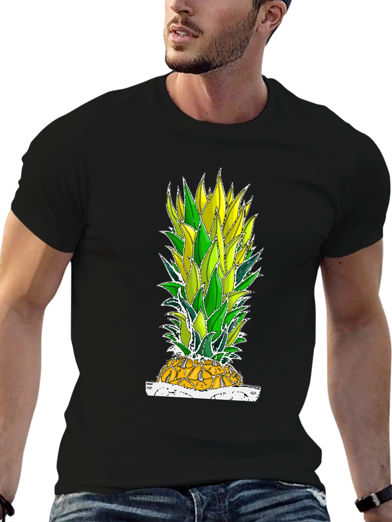Black Pineapple Graphic Tee - Tropical Fruit T-Shirt view 6