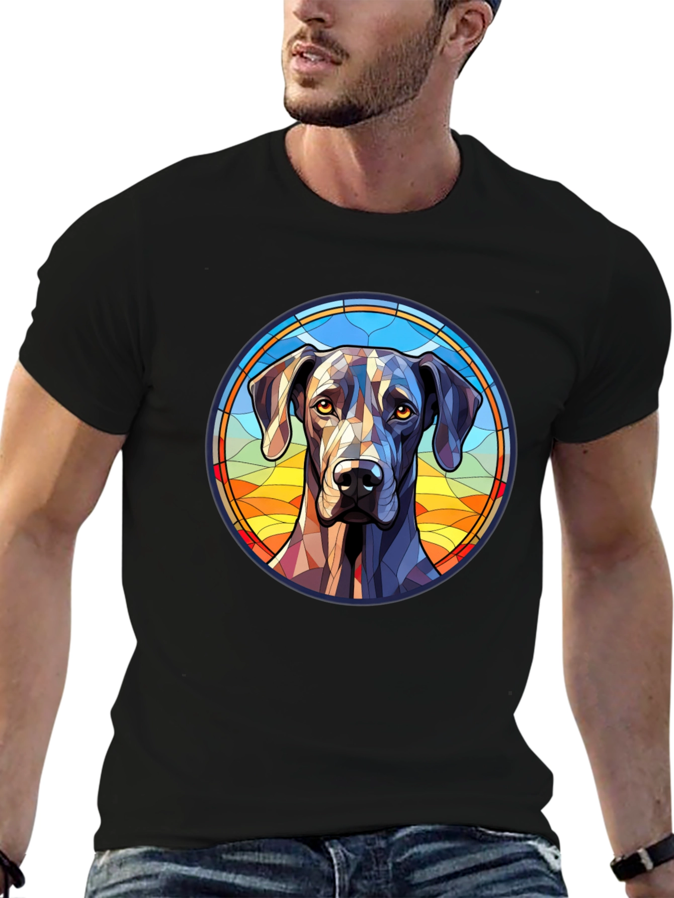 Black Geometric Dog Portrait Tee view 6