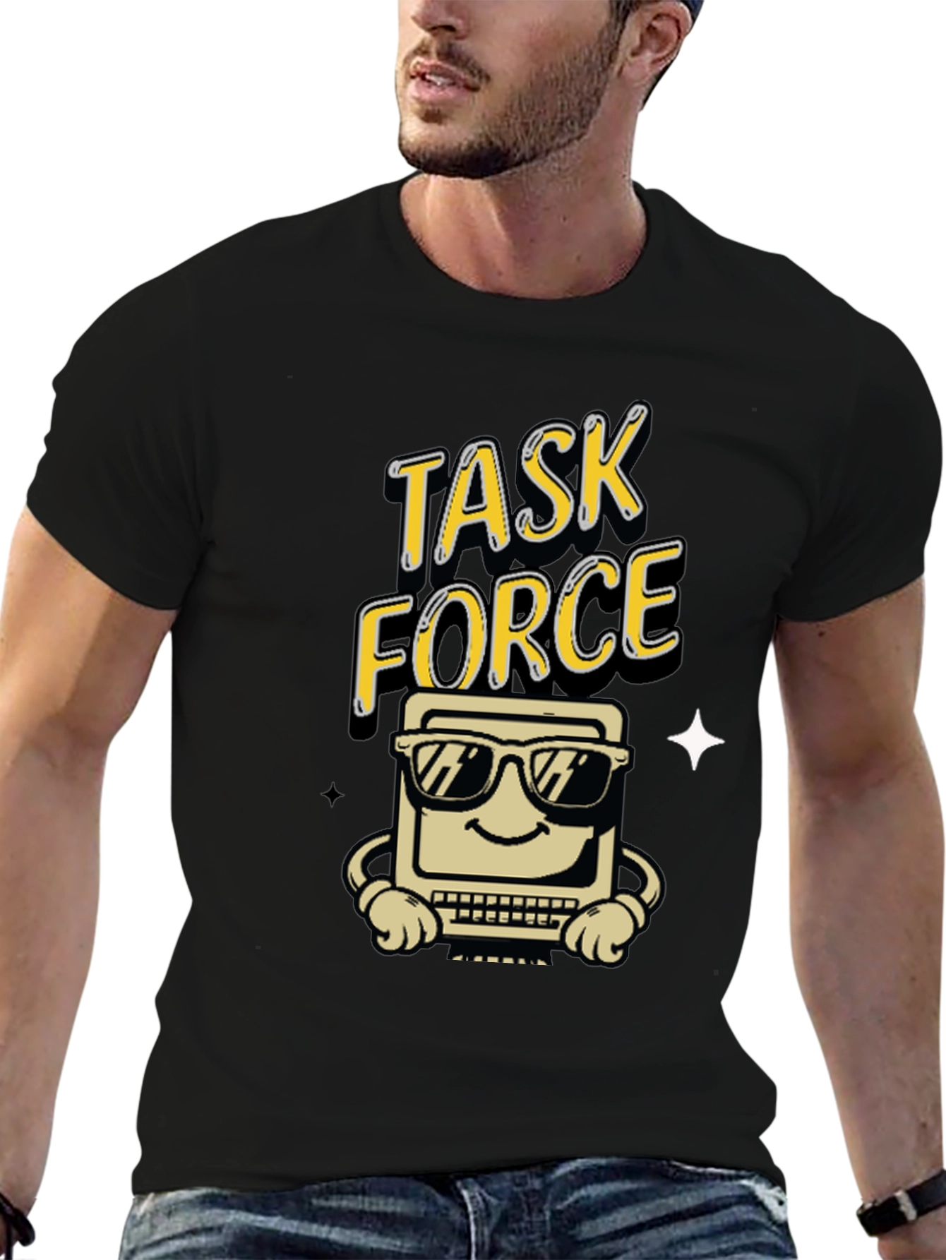 Black Task Force Computer Graphic Tee - Black view 6