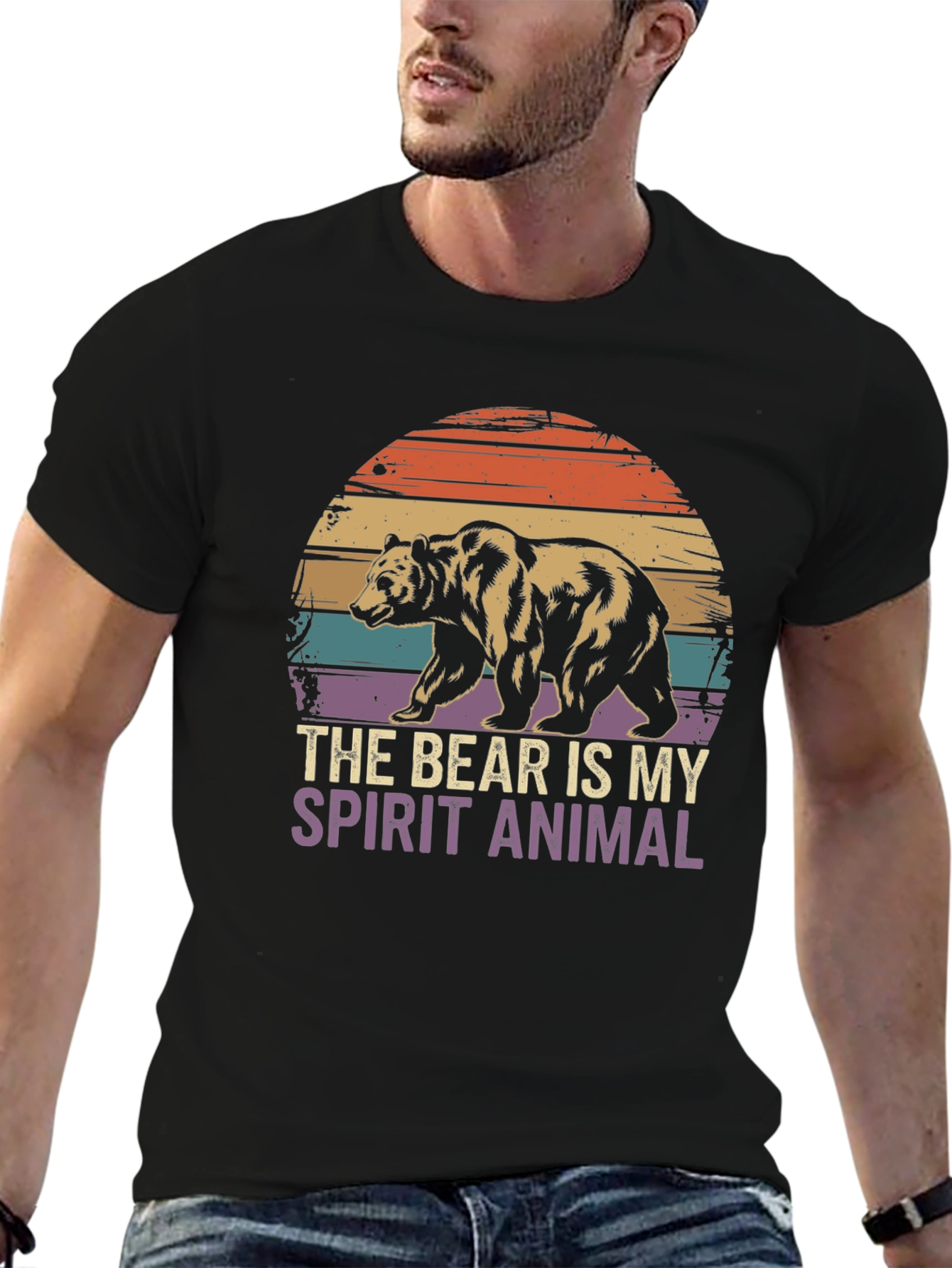 Black Bear Spirit Animal Graphic T-Shirt view 6