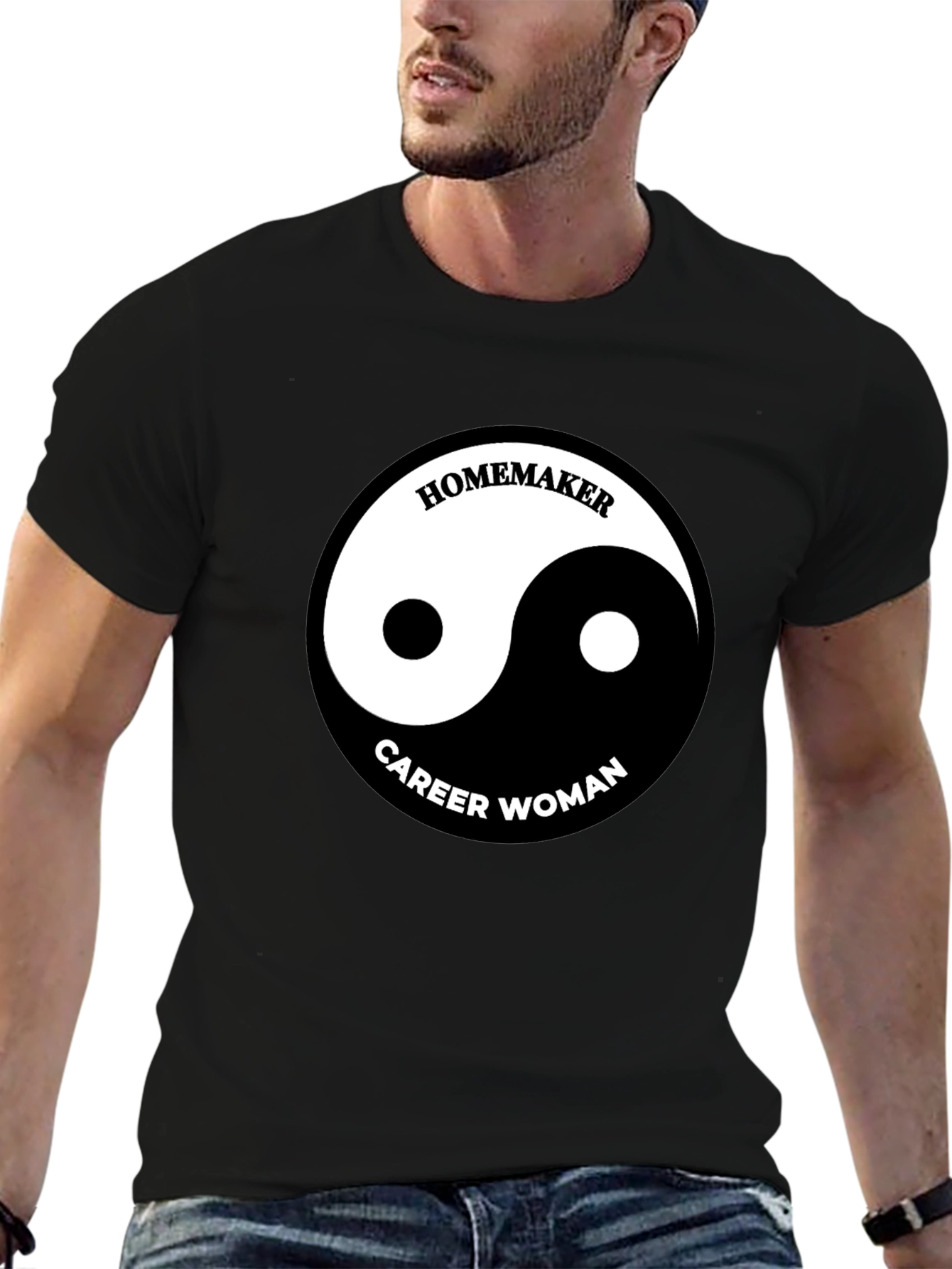 Black Yin Yang Homemaker Career Woman T-Shirt view 6