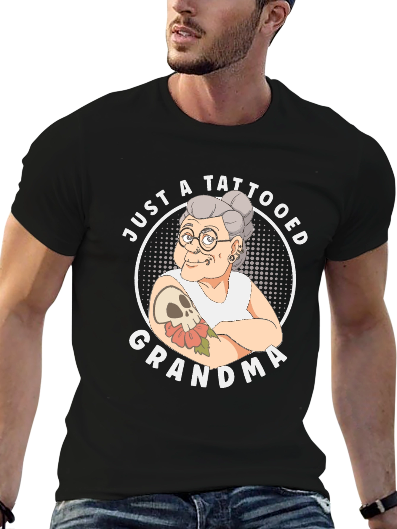 Black Tattooed Grandma T-Shirt - Funny Graphic Tee view 6