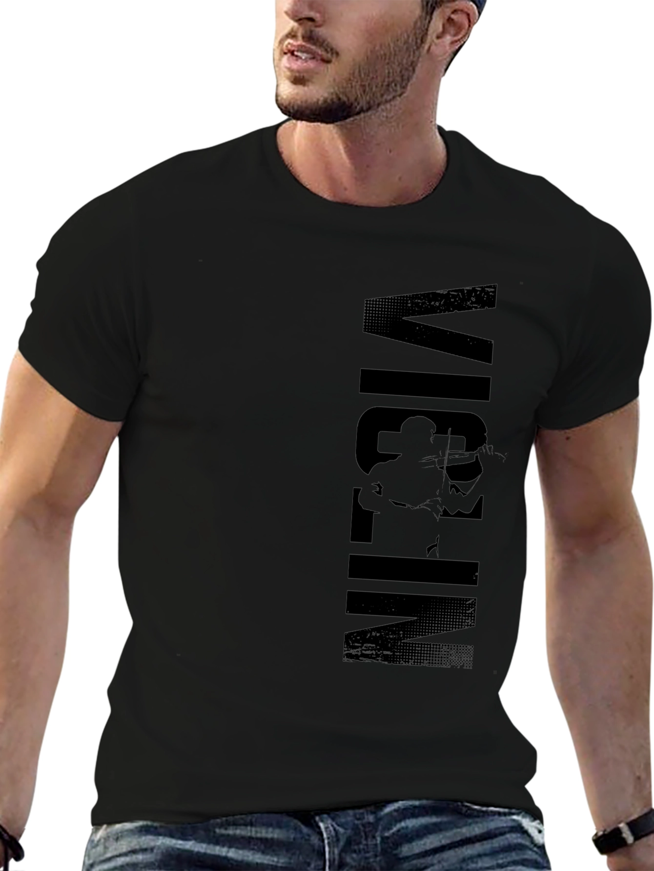 Black Violin Player Graphic Print Black T-Shirt view 6