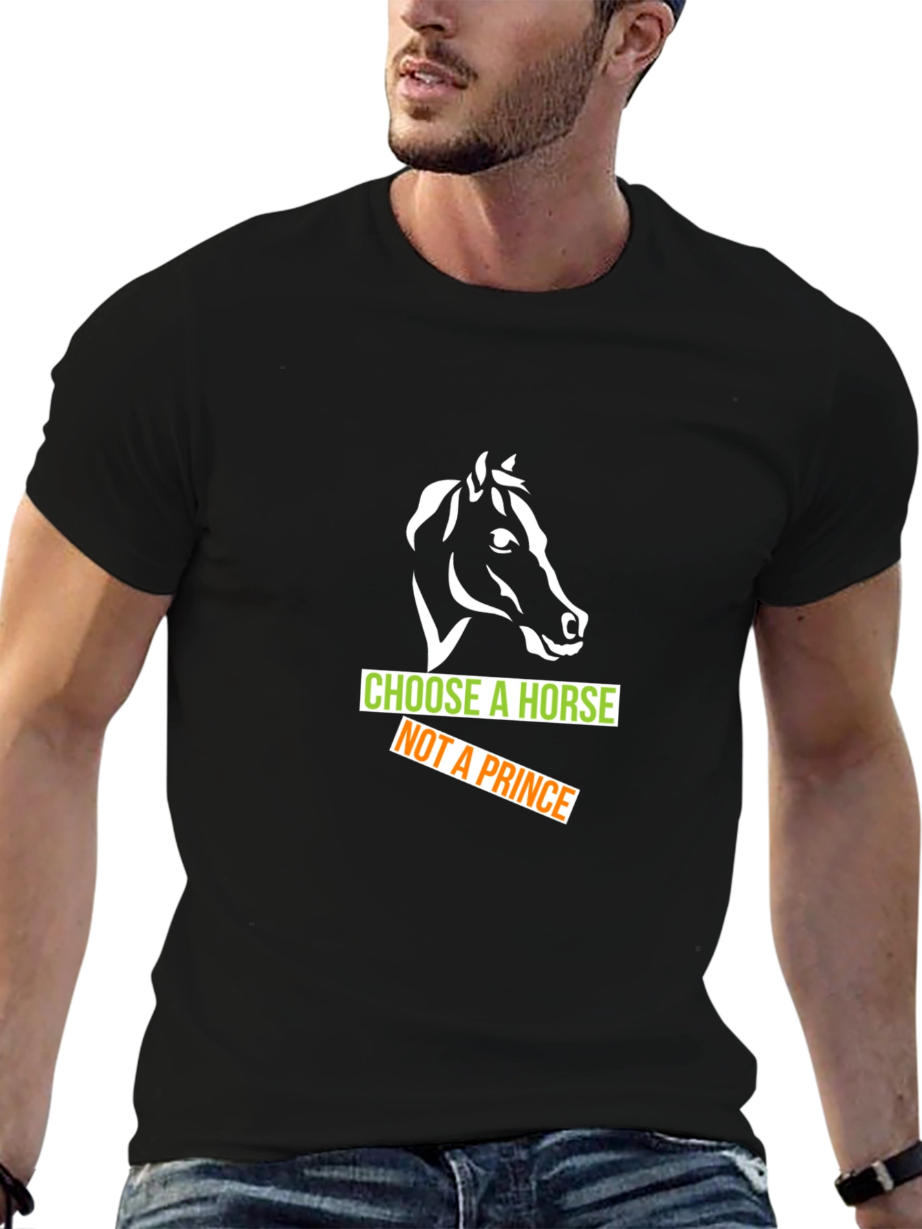Black Choose a Horse T-Shirt view 6
