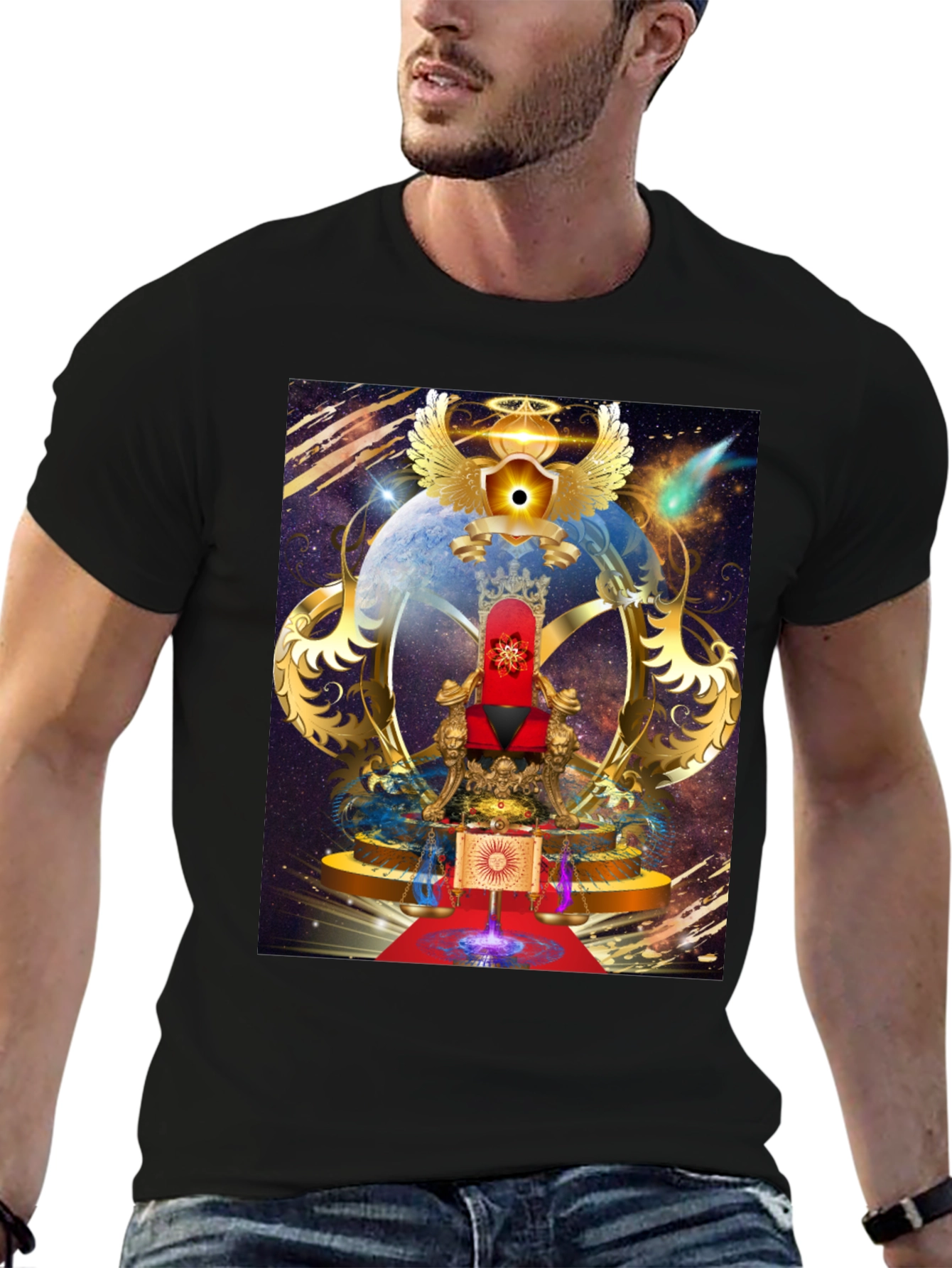 Black Celestial Throne Graphic Tee view 6