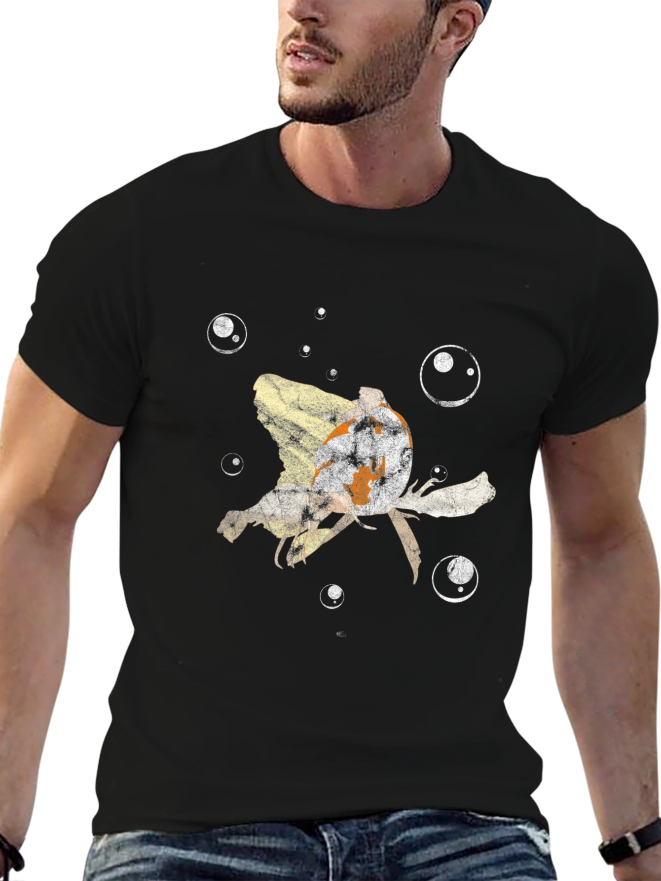 Black Koi Fish Bubble T-Shirt - Black view 6