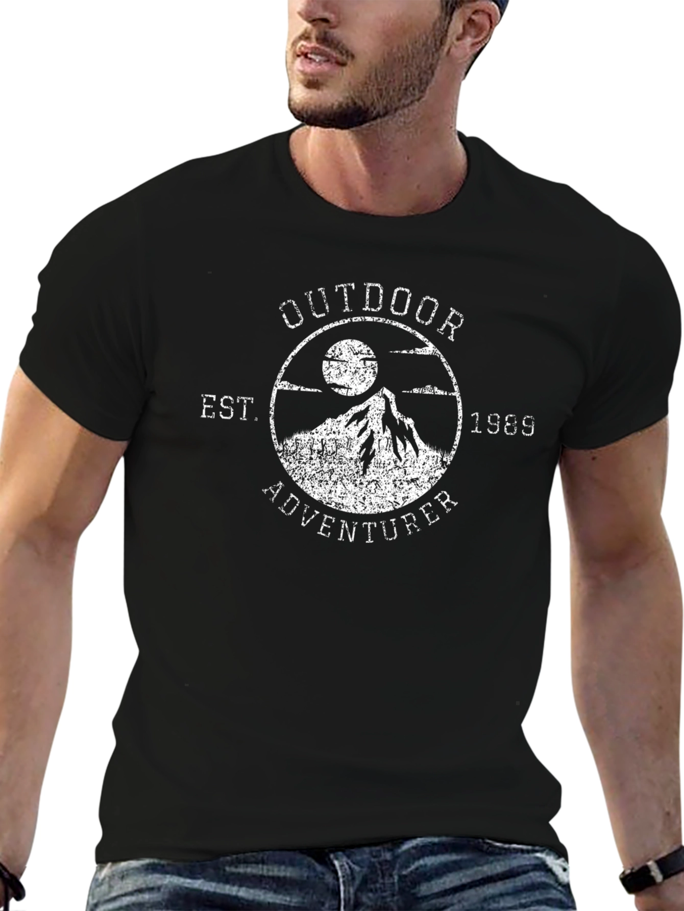 Black Outdoor Adventurer Black Tee - Mountain Graphic view 6