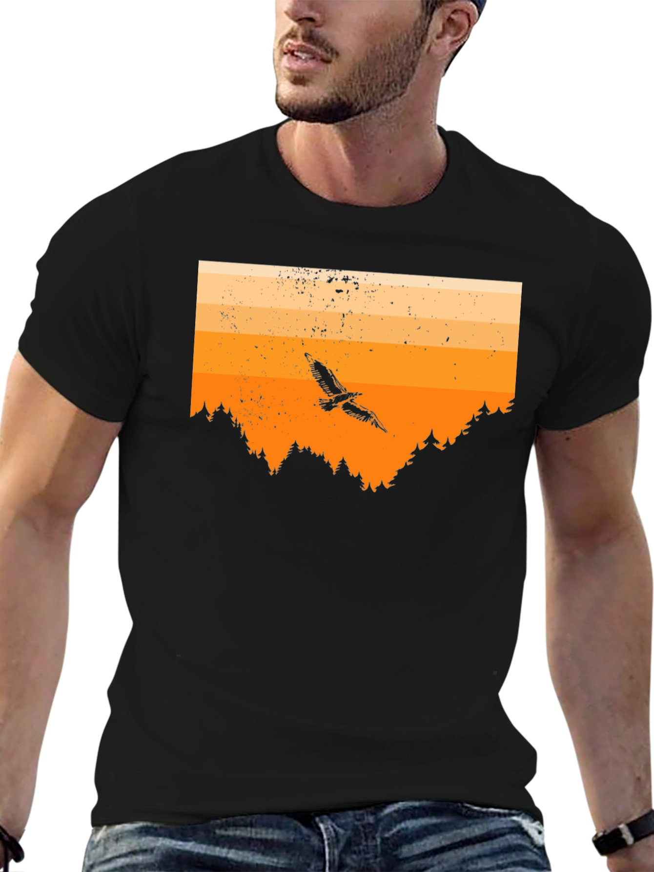 Black Sunset Eagle Graphic T-Shirt - Nature Design view 6
