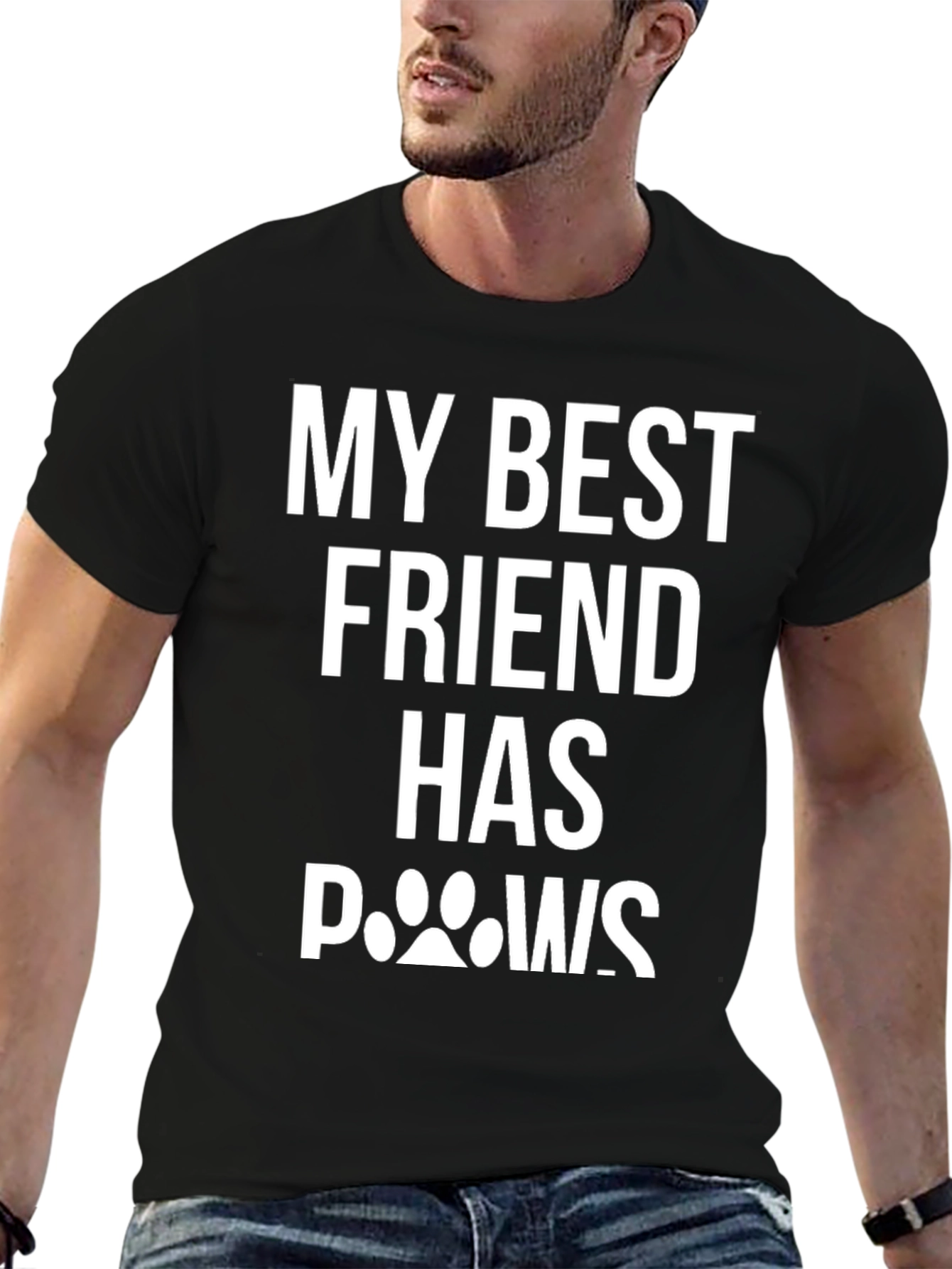 Black My Best Friend Has Paws T-Shirt - Black view 6