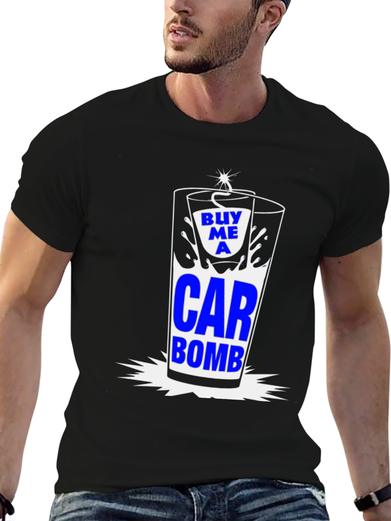 Black Buy Me A Car Bomb T-Shirt Novelty Drink Graphic Tee view 6