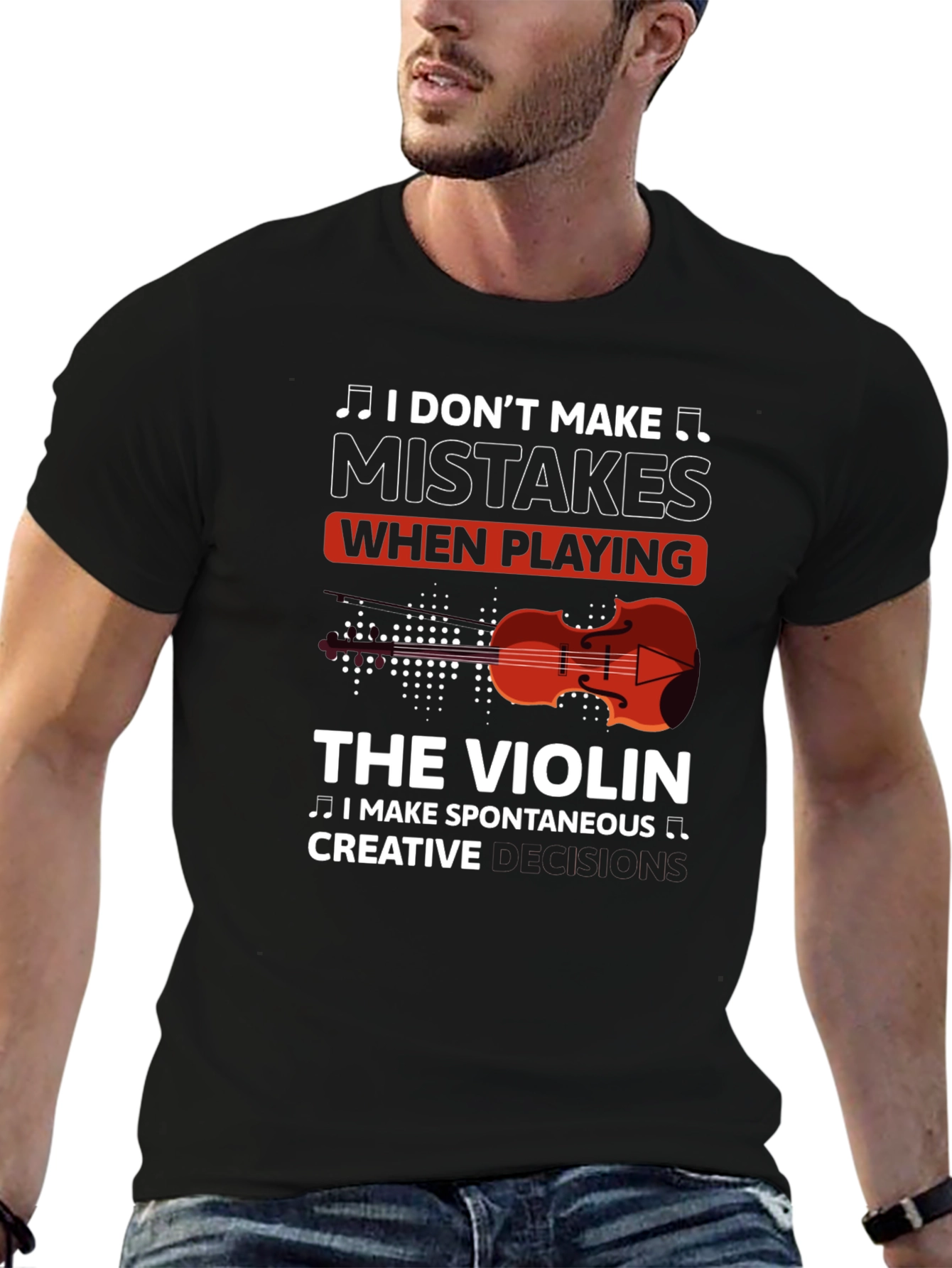 Black Violin Player T-Shirt - I Don't Make Mistakes view 6