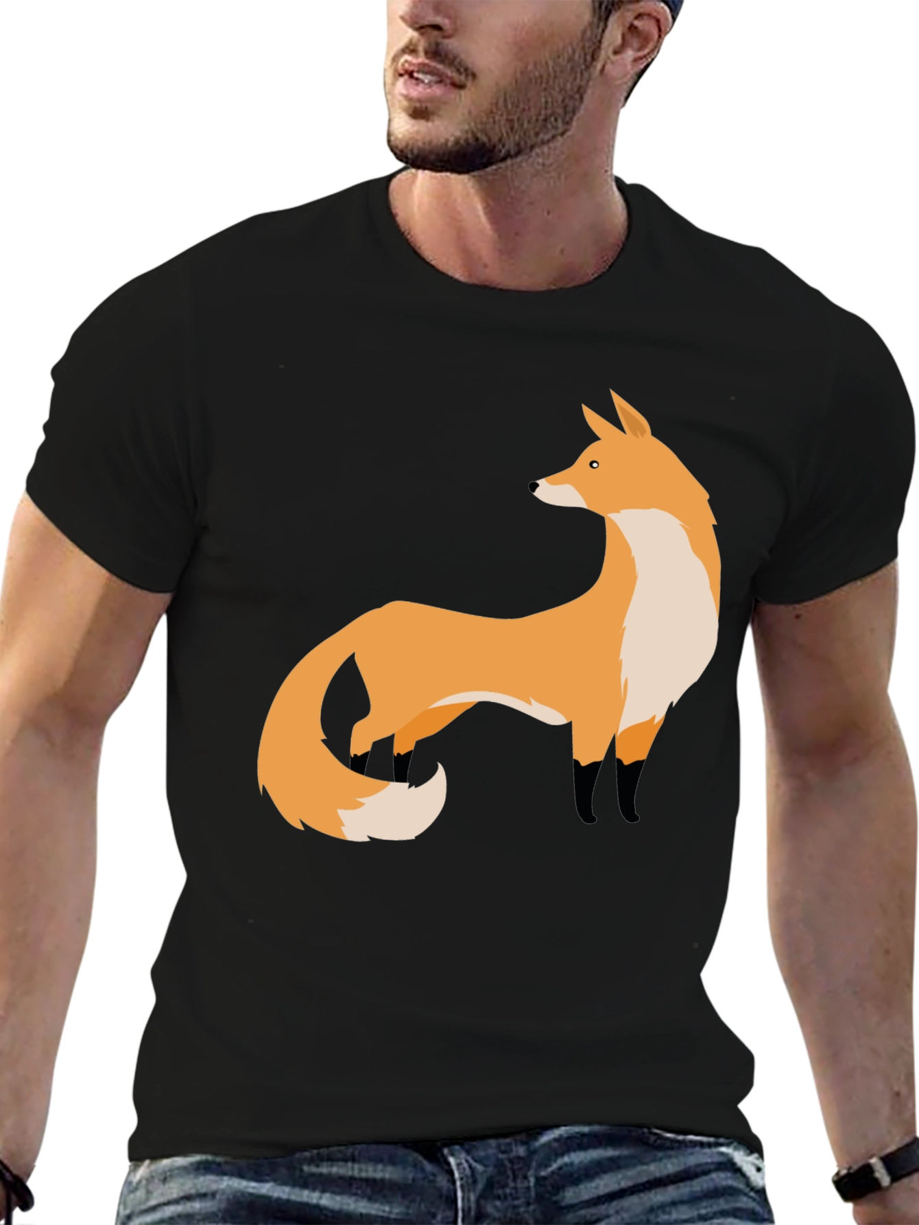 Black Fox Graphic Black T-Shirt | Stylish Animal Print Tee view 6