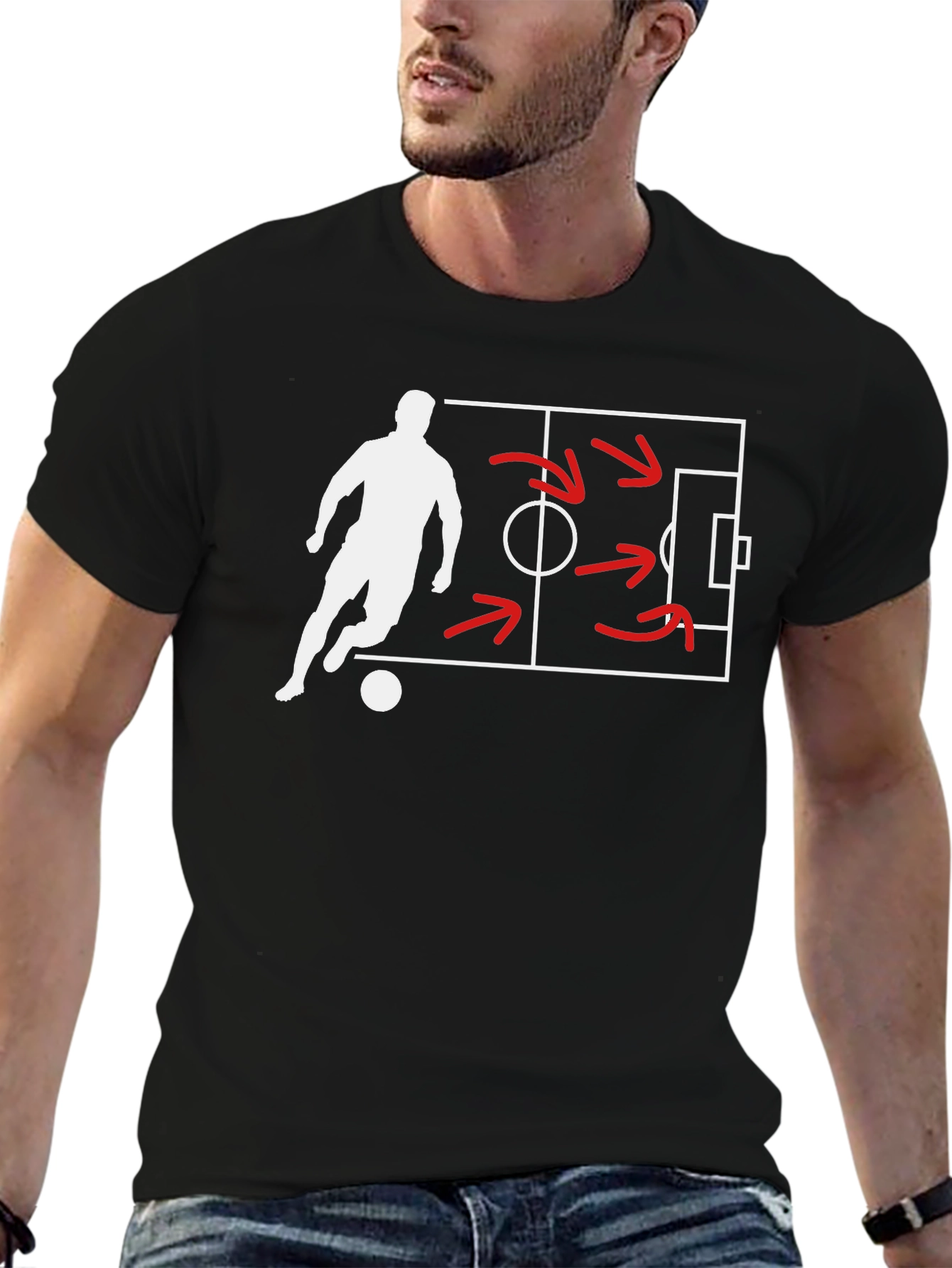 Black Soccer Strategy Black T-Shirt view 6