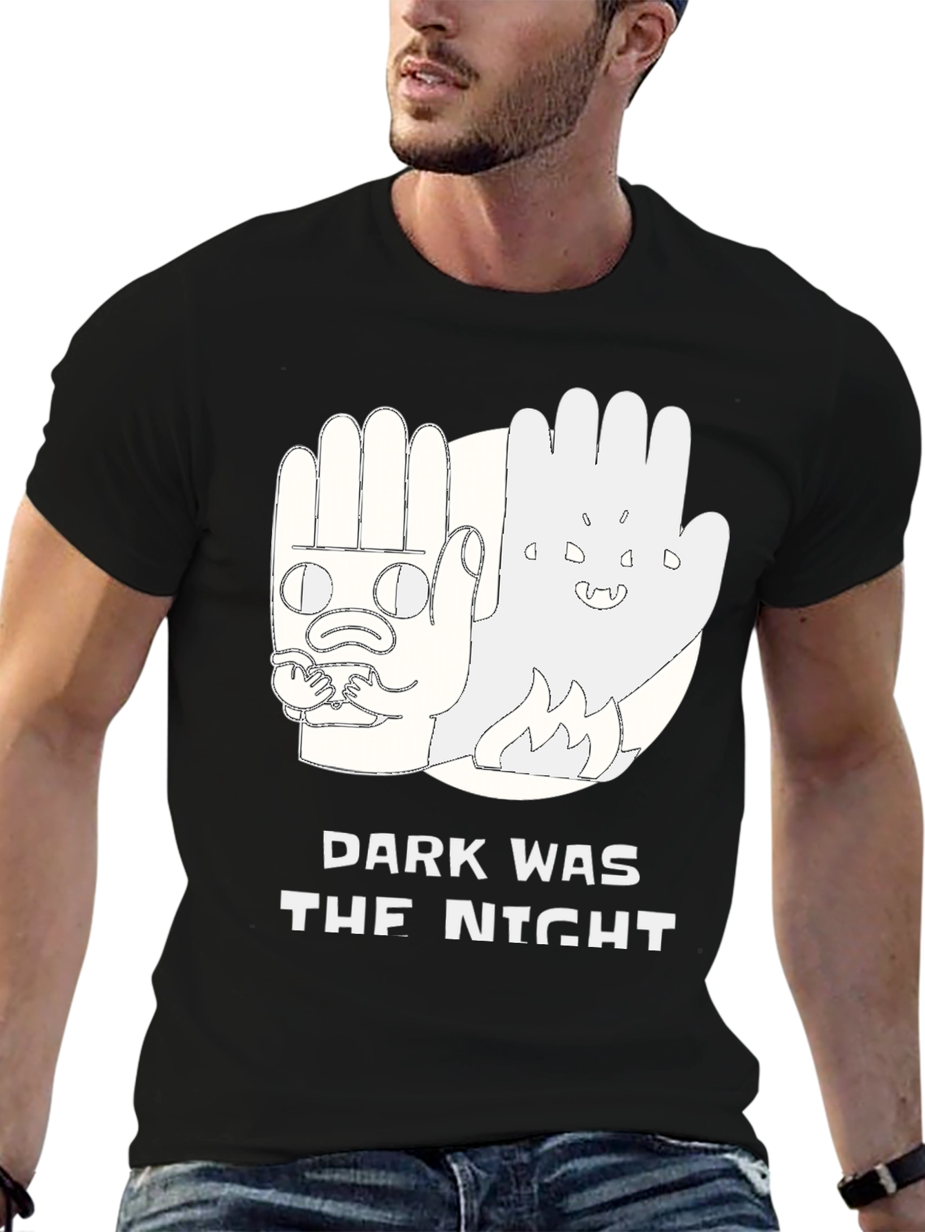 Black Dark Was The Night Graphic Tee - Black Cotton Blend view 6