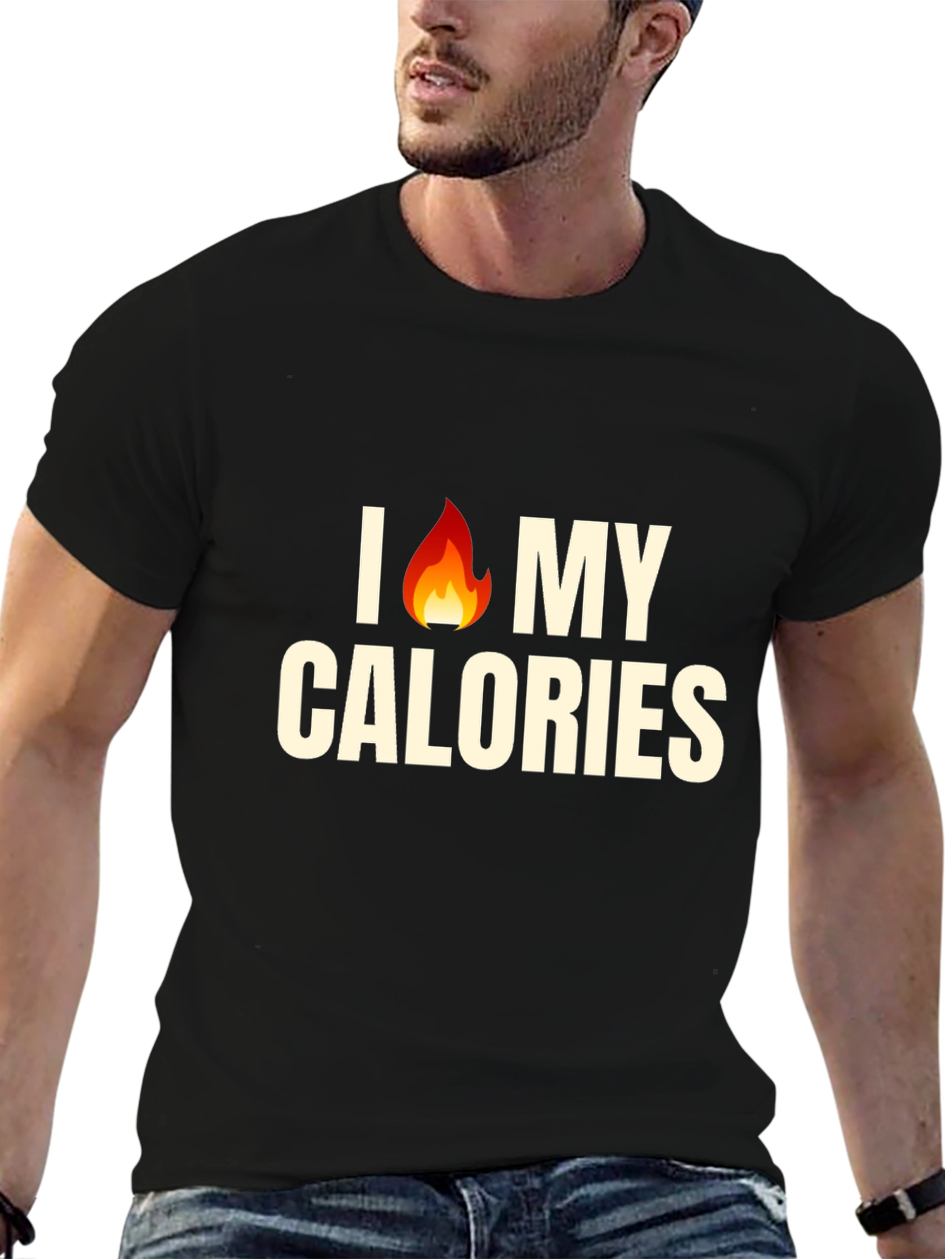 Black I Burn My Calories T-Shirt - Funny Gym Workout Tee view 6