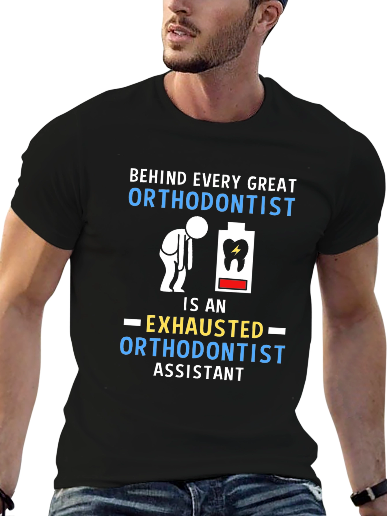 Black Orthodontist Assistant T-Shirt Funny Orthodontist Tee view 6