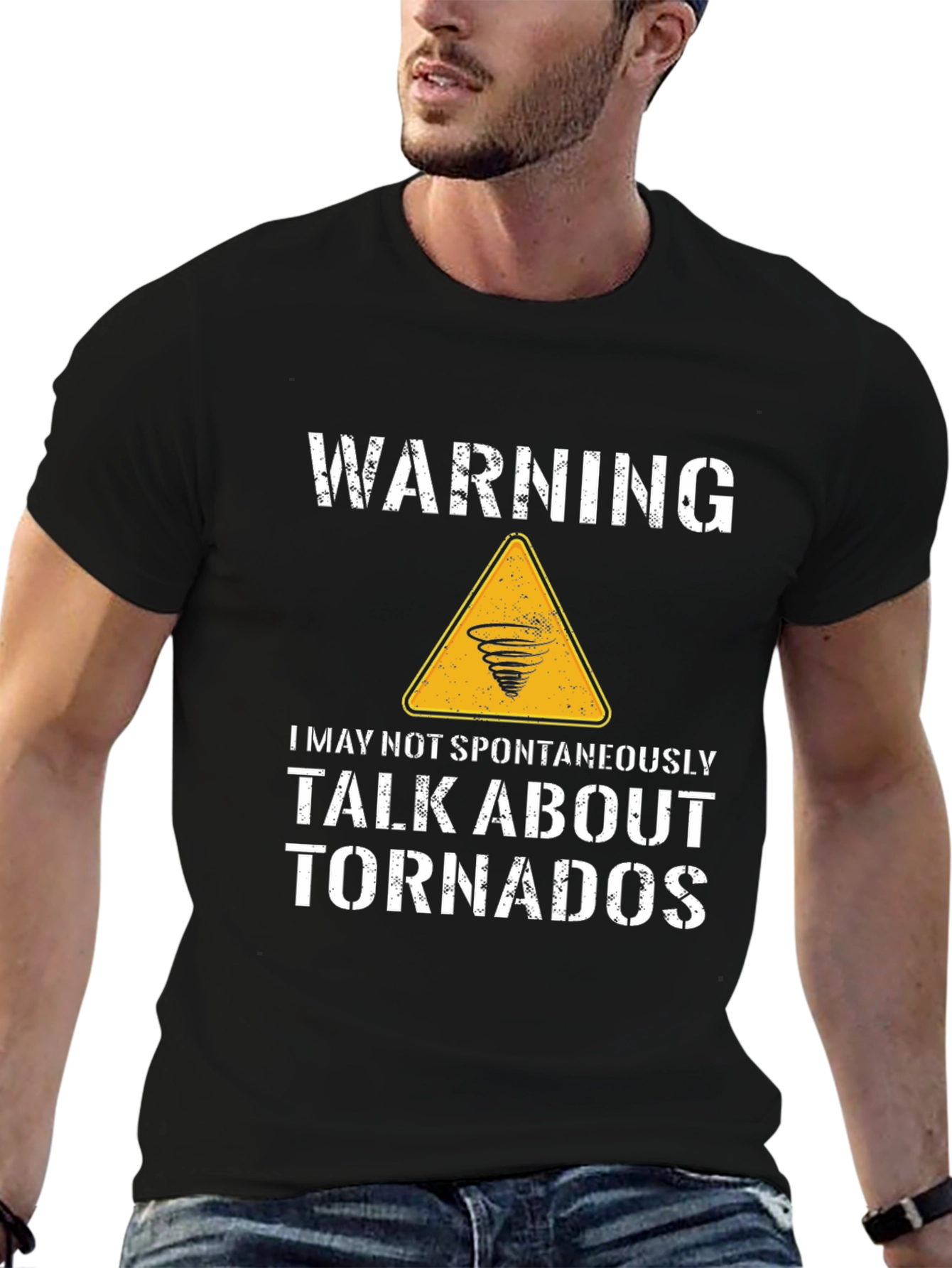 Black Funny Tornado T-Shirt - Warning May Talk About Tornadoes view 6