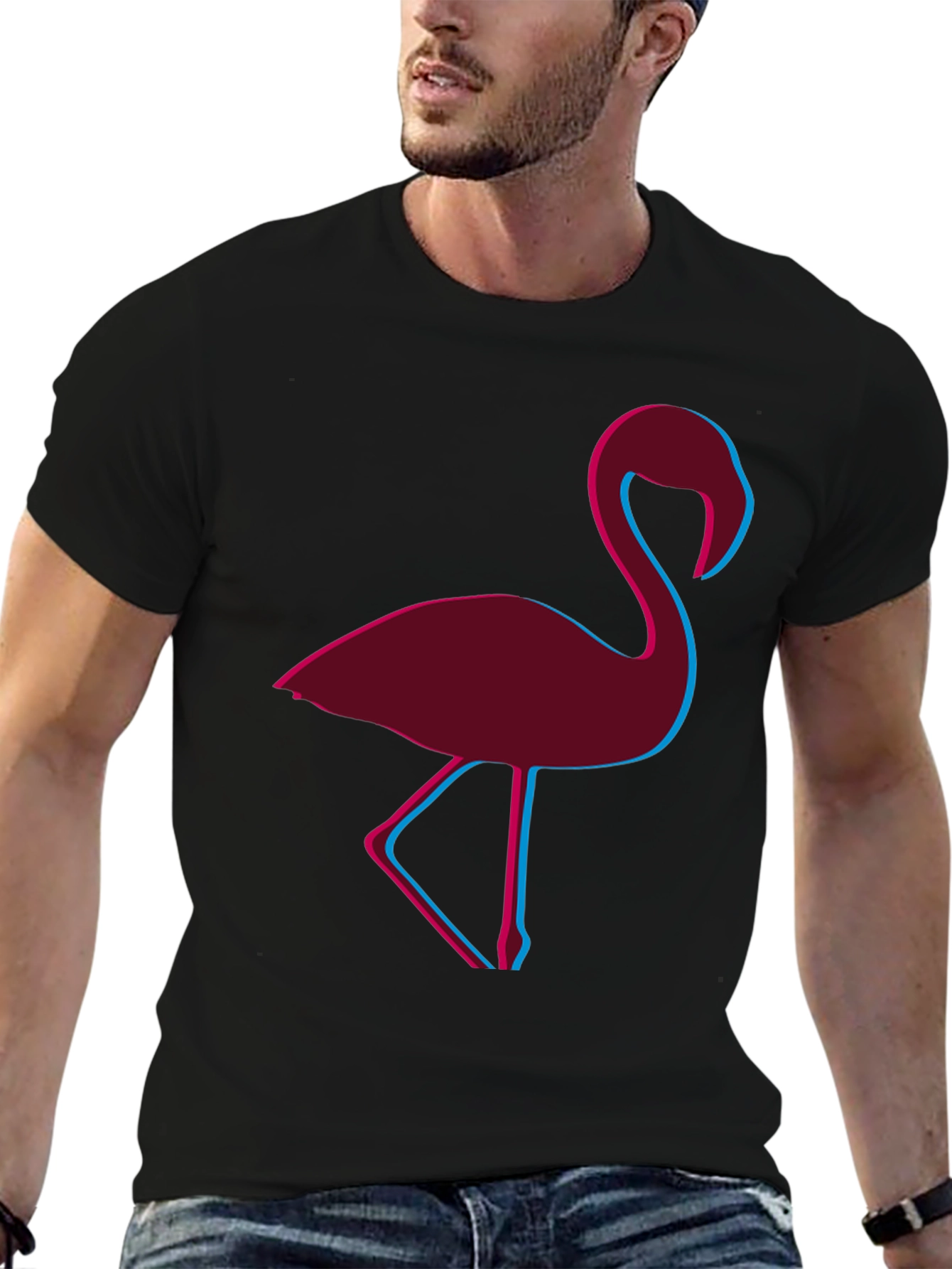 Black Retro Flamingo Graphic Tee view 6