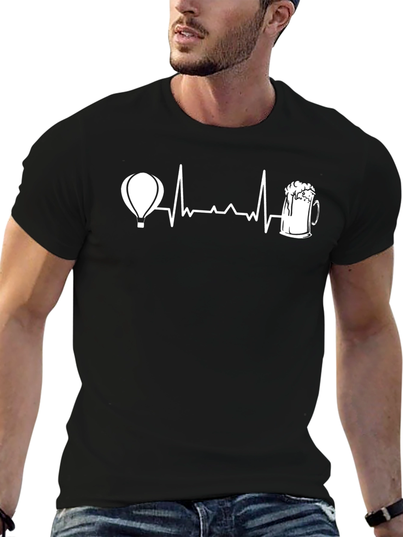 Black Balloon & Beer Lifeline Tee - Black Cotton view 6