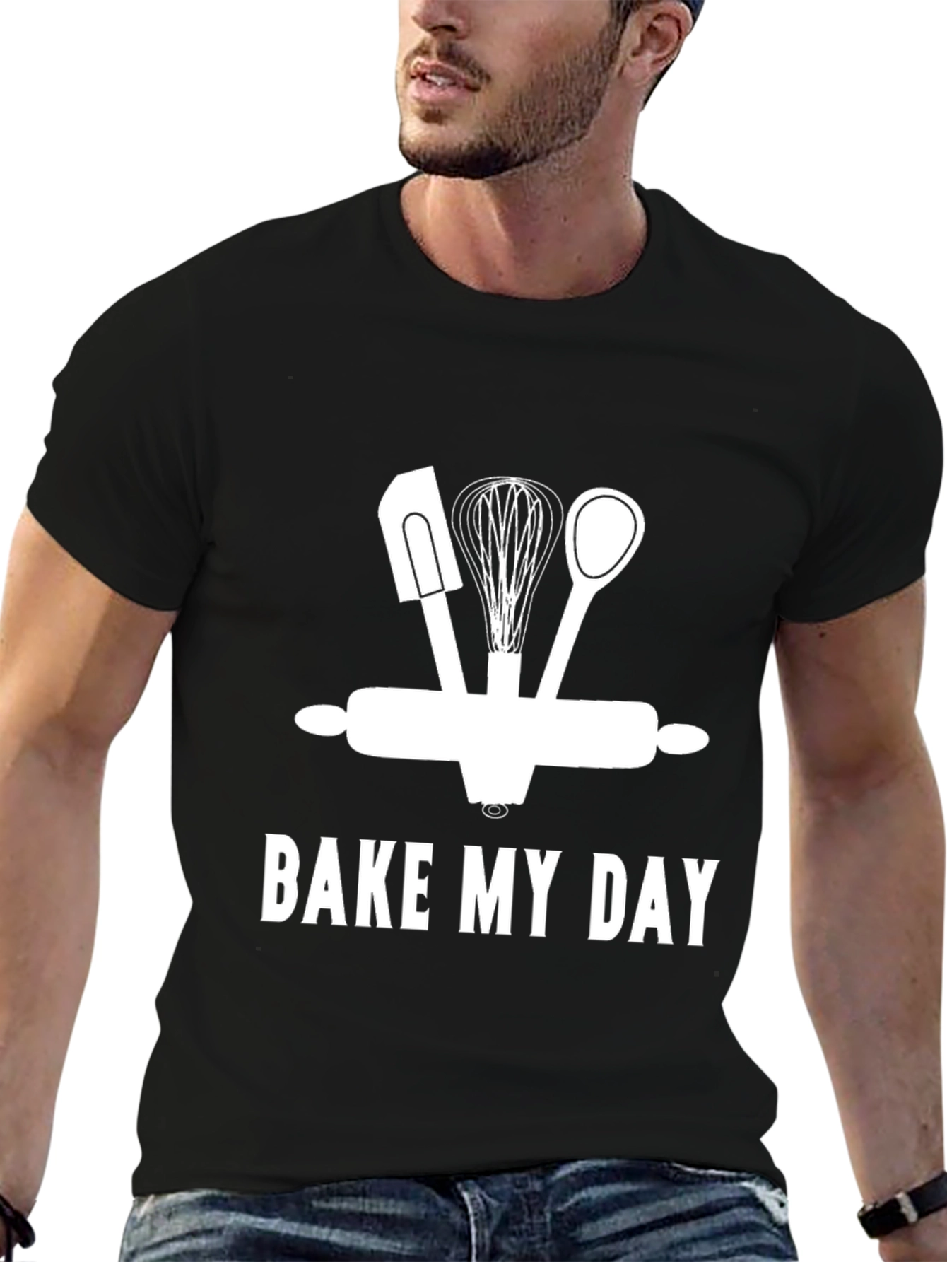 Black Bake My Day T-Shirt - Baking Lover's Tee view 6