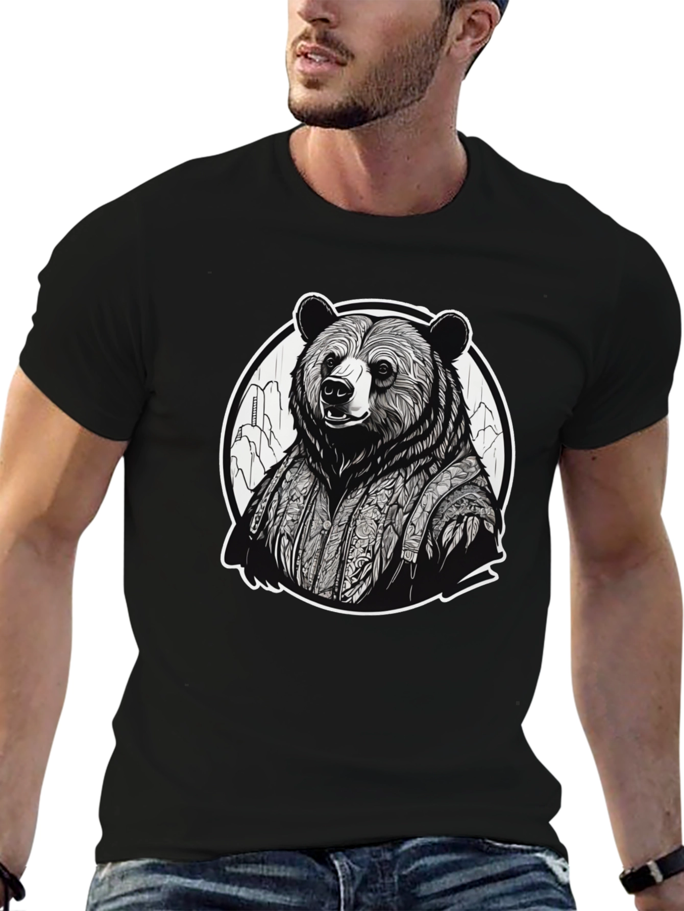 Black Bear Kimono Graphic Tee - Unique Streetwear view 6