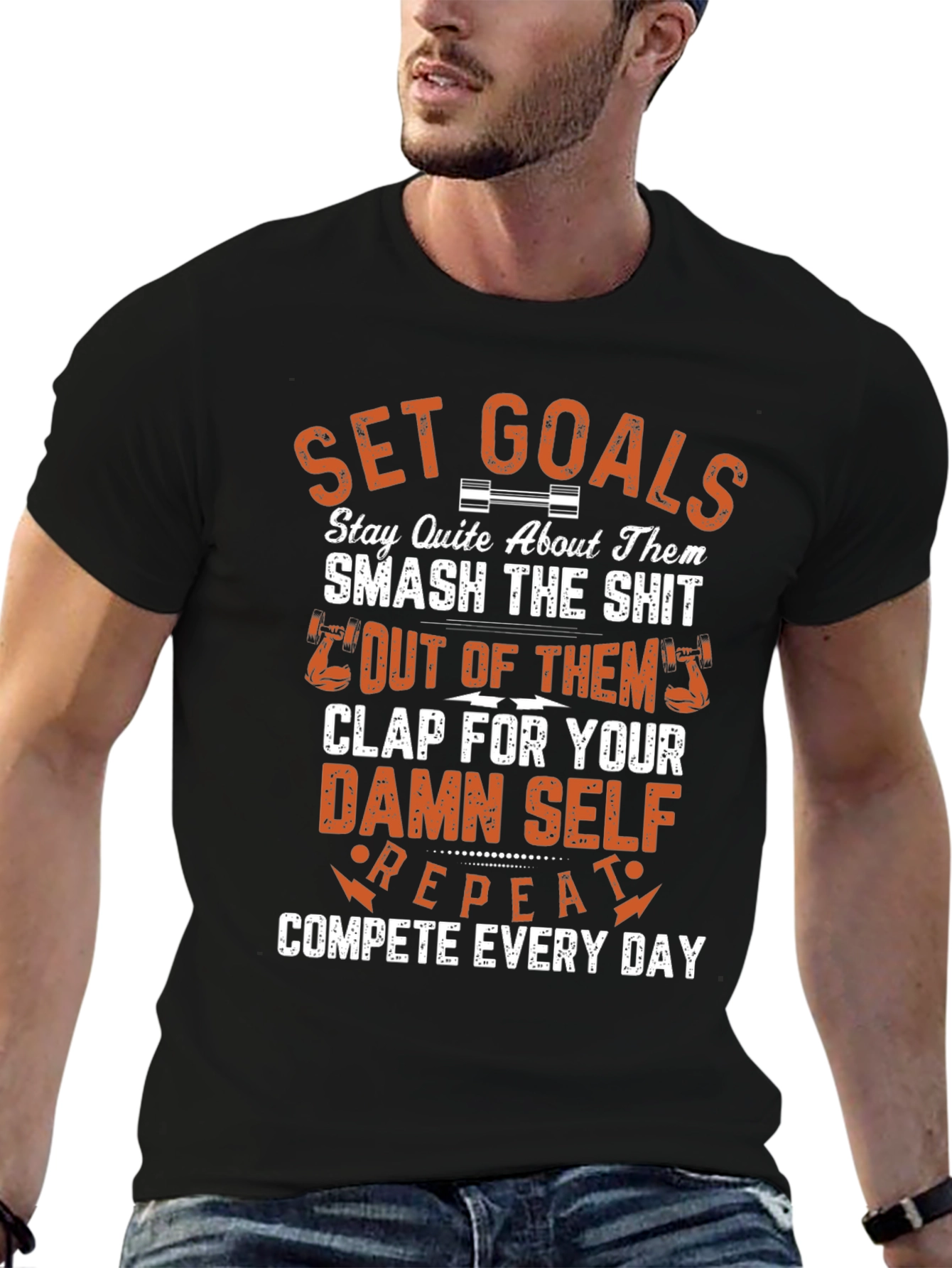 Black Motivational Workout T-Shirt view 6