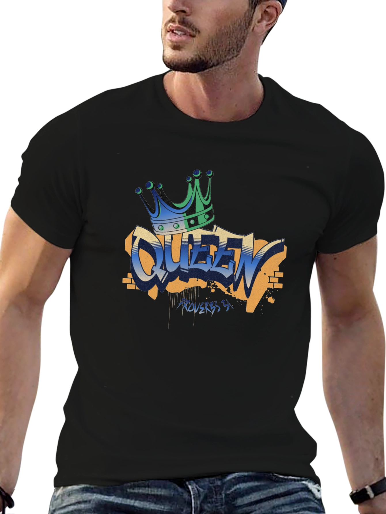 Black Queen Graffiti T-Shirt - Crown Graphic Tee view 6