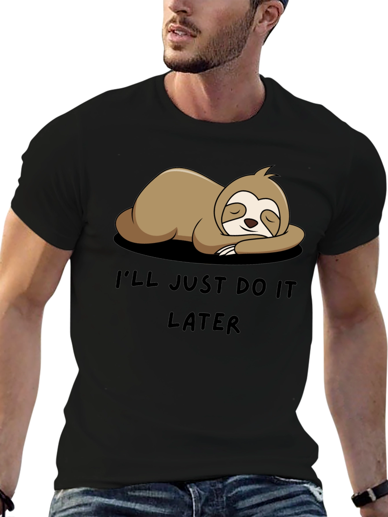 Black Sloth Do It Later Funny Graphic Tee view 6