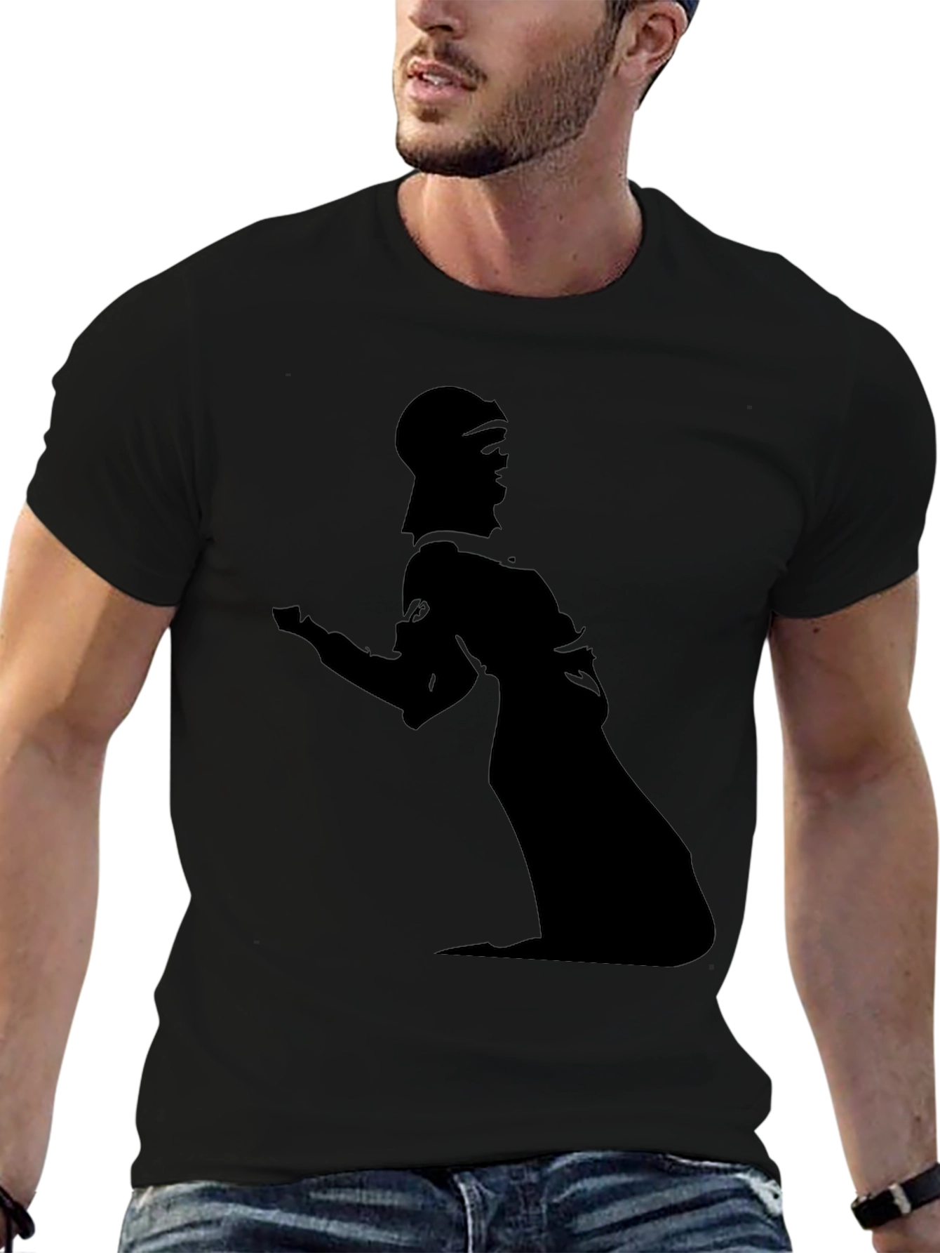Black Silhouette Graphic Tee - Modern Black T-Shirt view 6