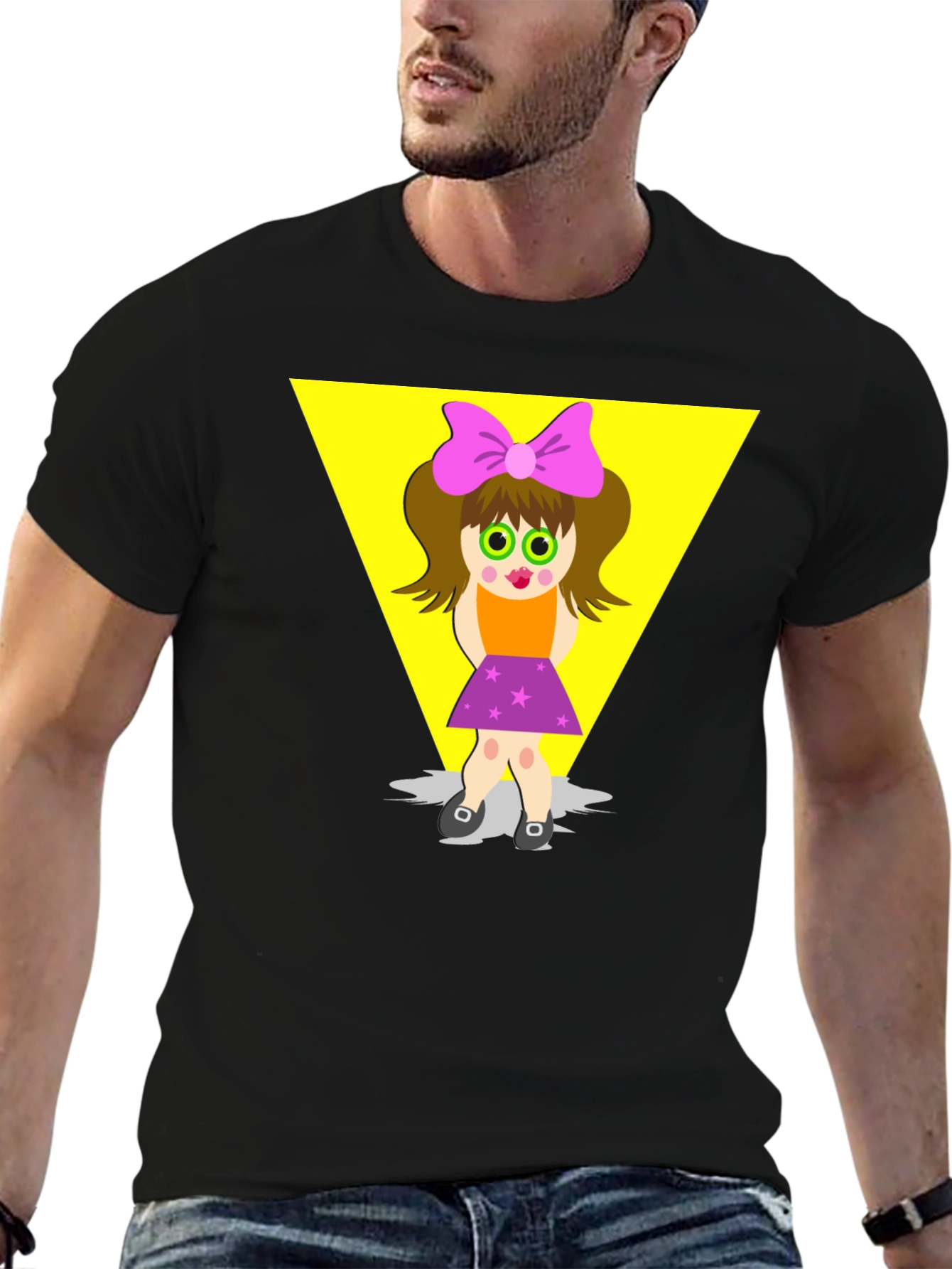 Black Cartoon Girl Graphic Tee - Funky Style view 6